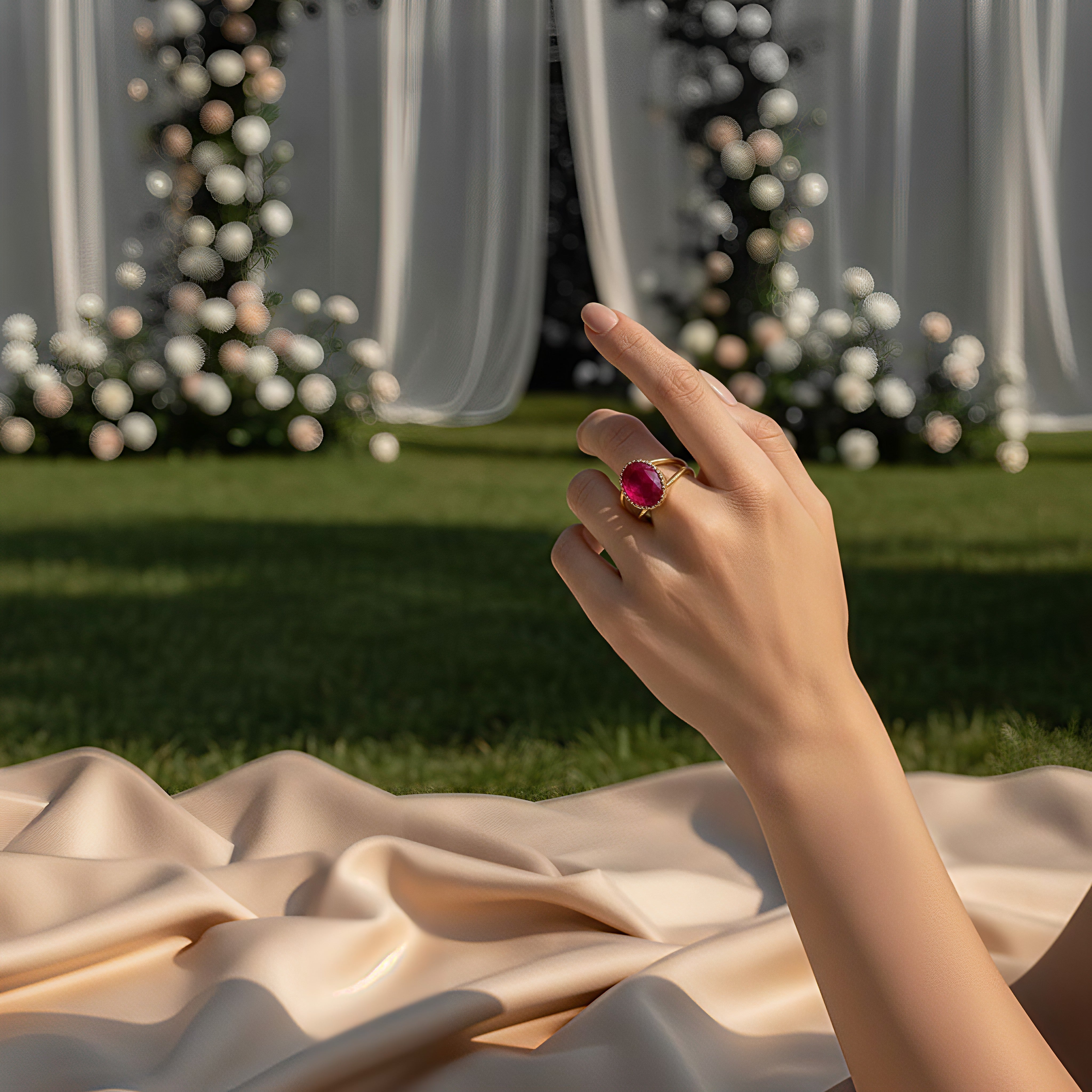 Ruby Radiance | 18 KT Gold plated adjustable ring