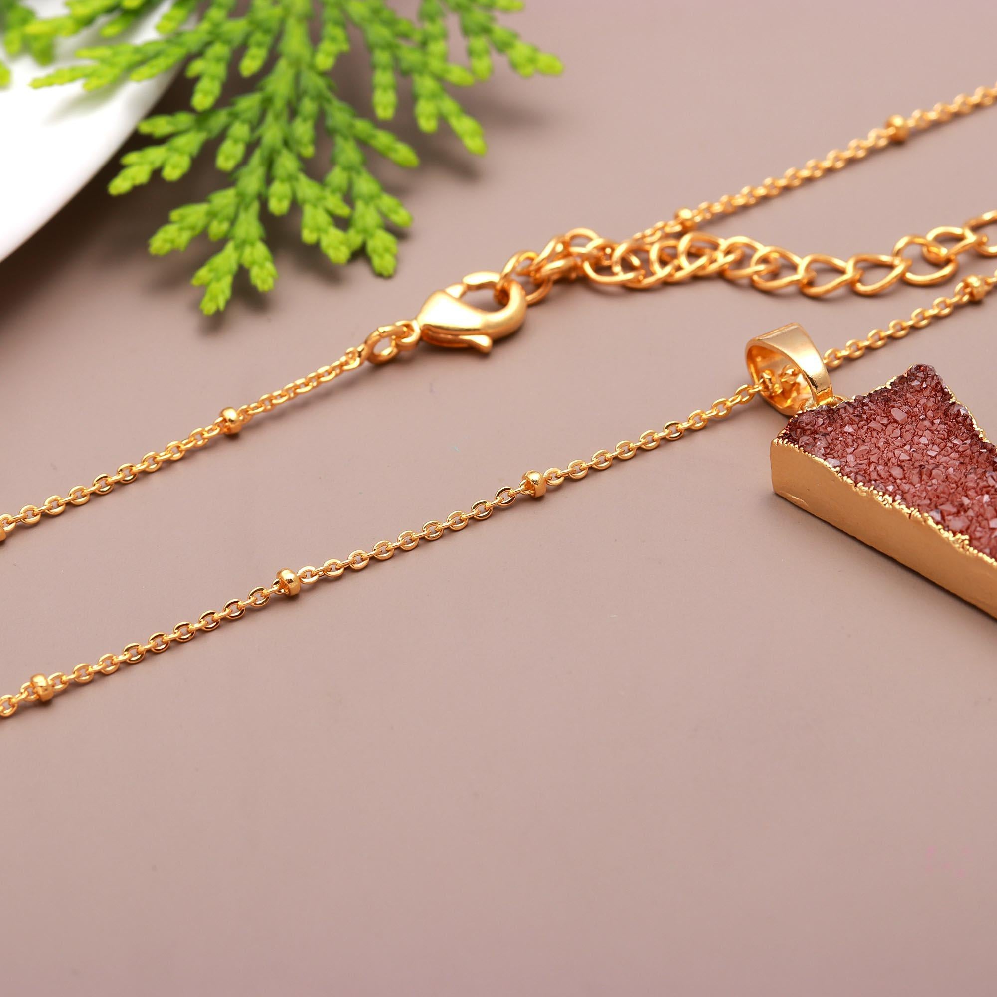 Famed triunes | Natural sugar druzy handmade pendant with chain | 18kt gold plated