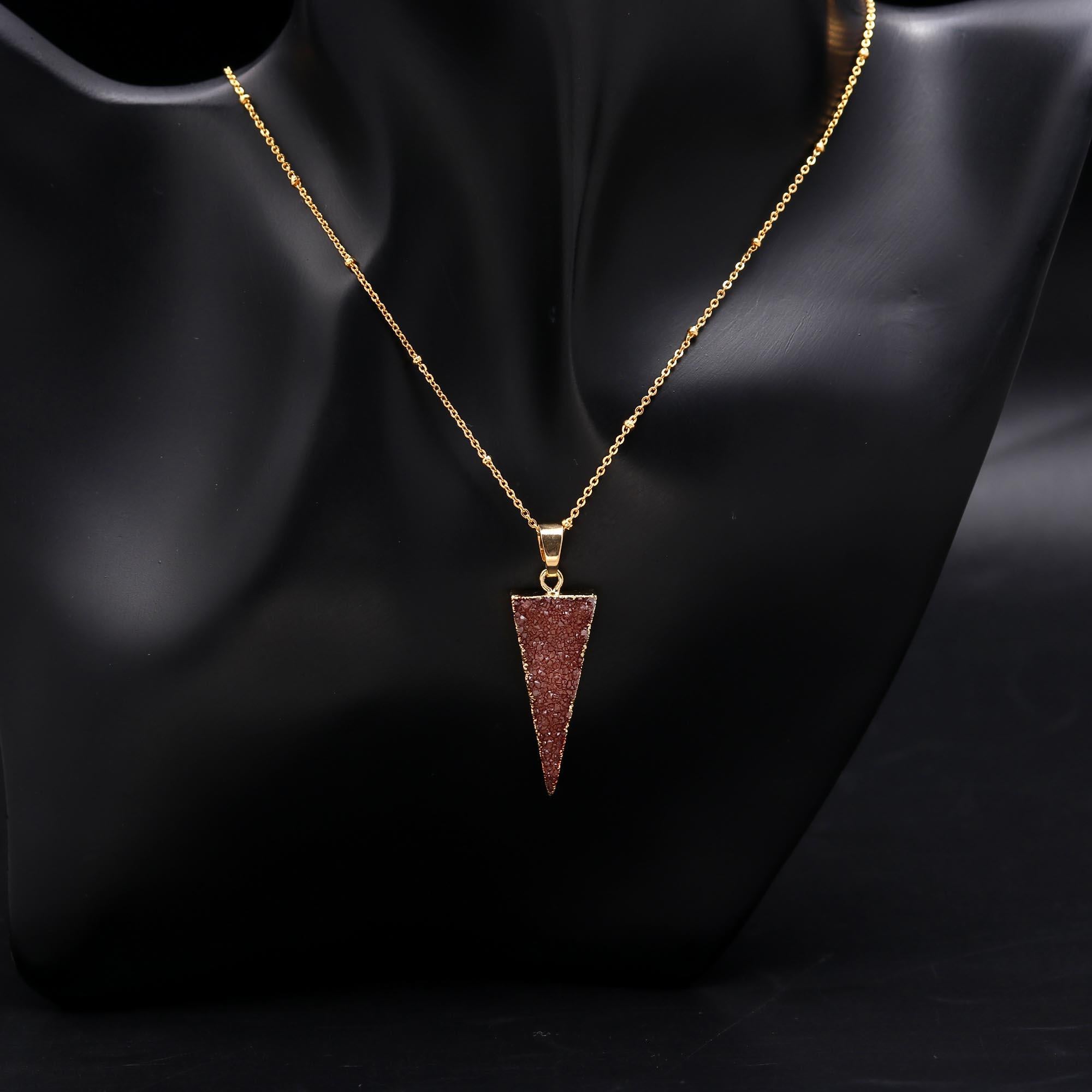 Famed triunes | Natural sugar druzy handmade pendant with chain | 18kt gold plated