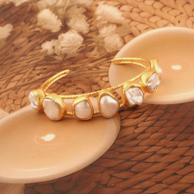 Sea Breeze Pearl Cuff Bracelet | 18KT Gold Plated