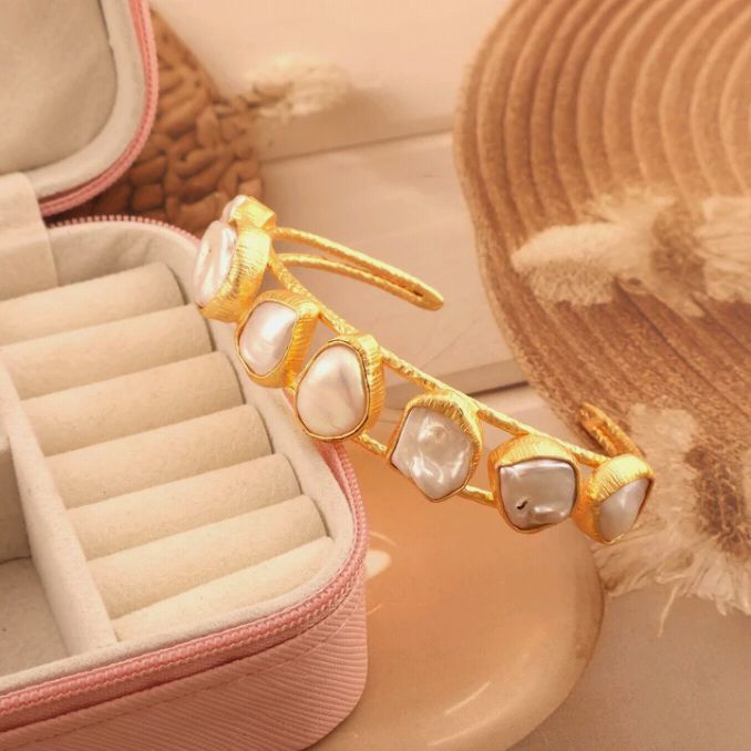 Sea Breeze Pearl Cuff Bracelet | 18KT Gold Plated