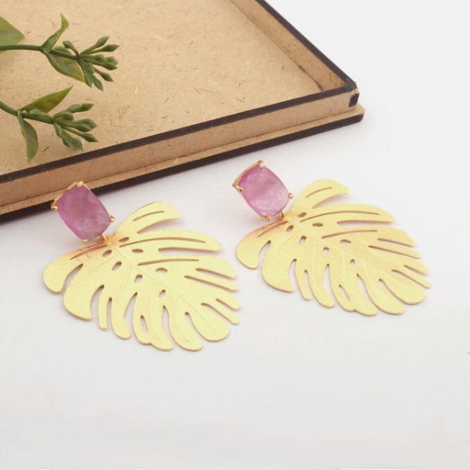 Banana Leaf Stud Earings | 18 KT Gold Plated
