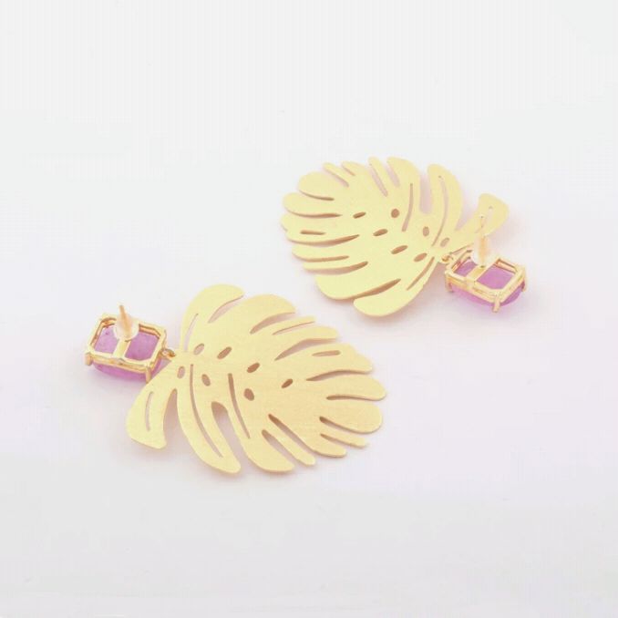 Banana Leaf Stud Earings | 18 KT Gold Plated