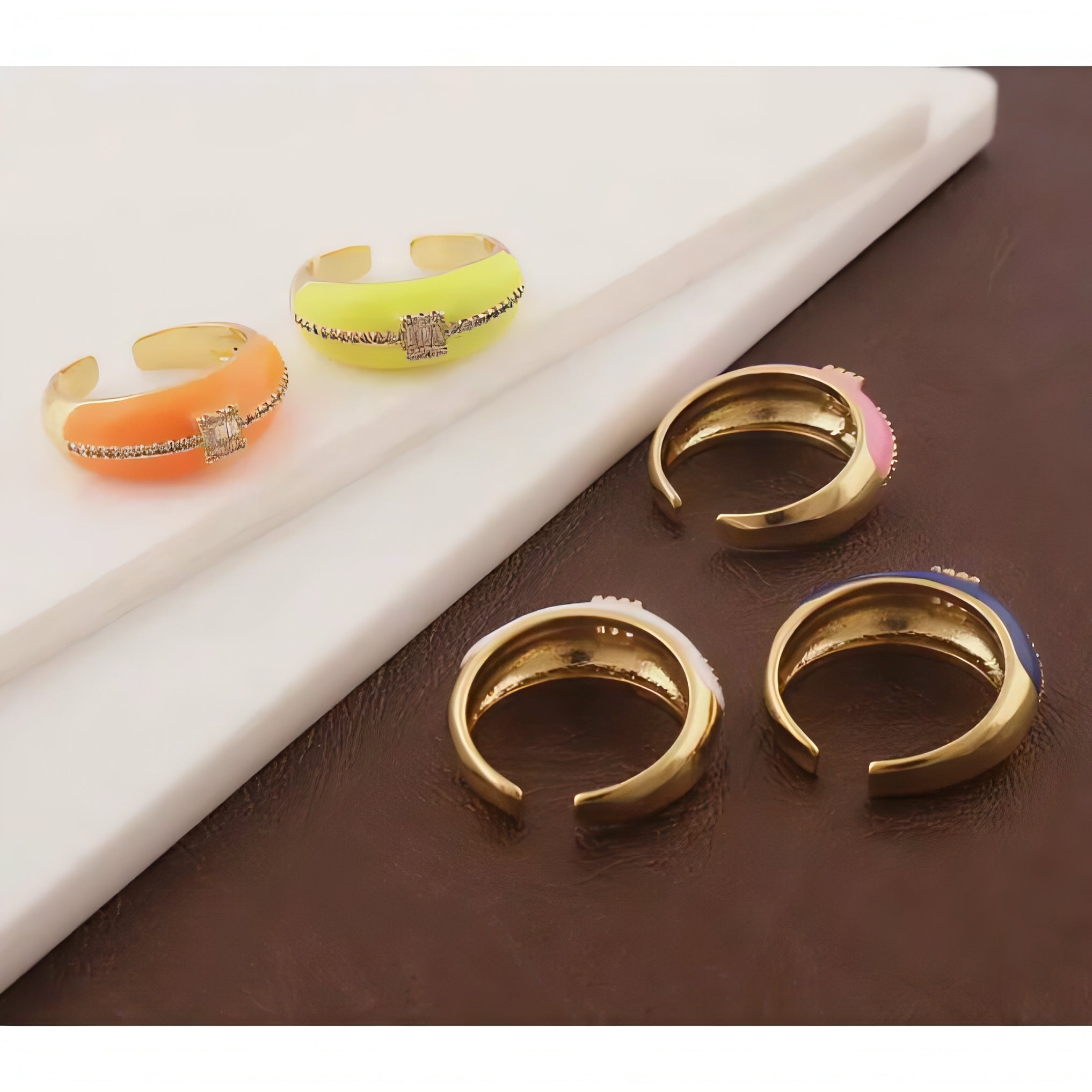 Shiny Zircon Enamel Rings | Anti Tarnish