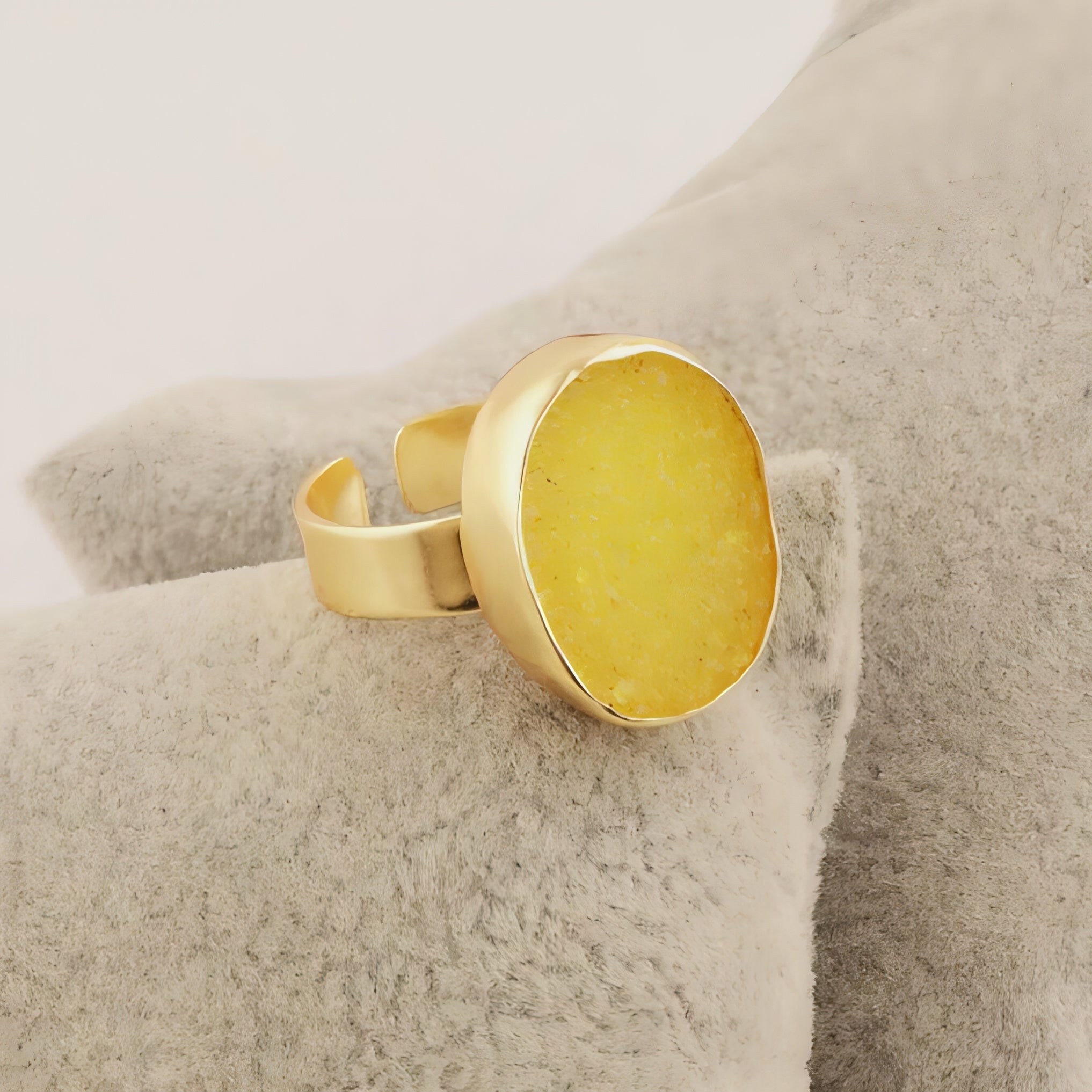 Druzy Luxe | Oval Shape Rings | 18 KT Gold Plated