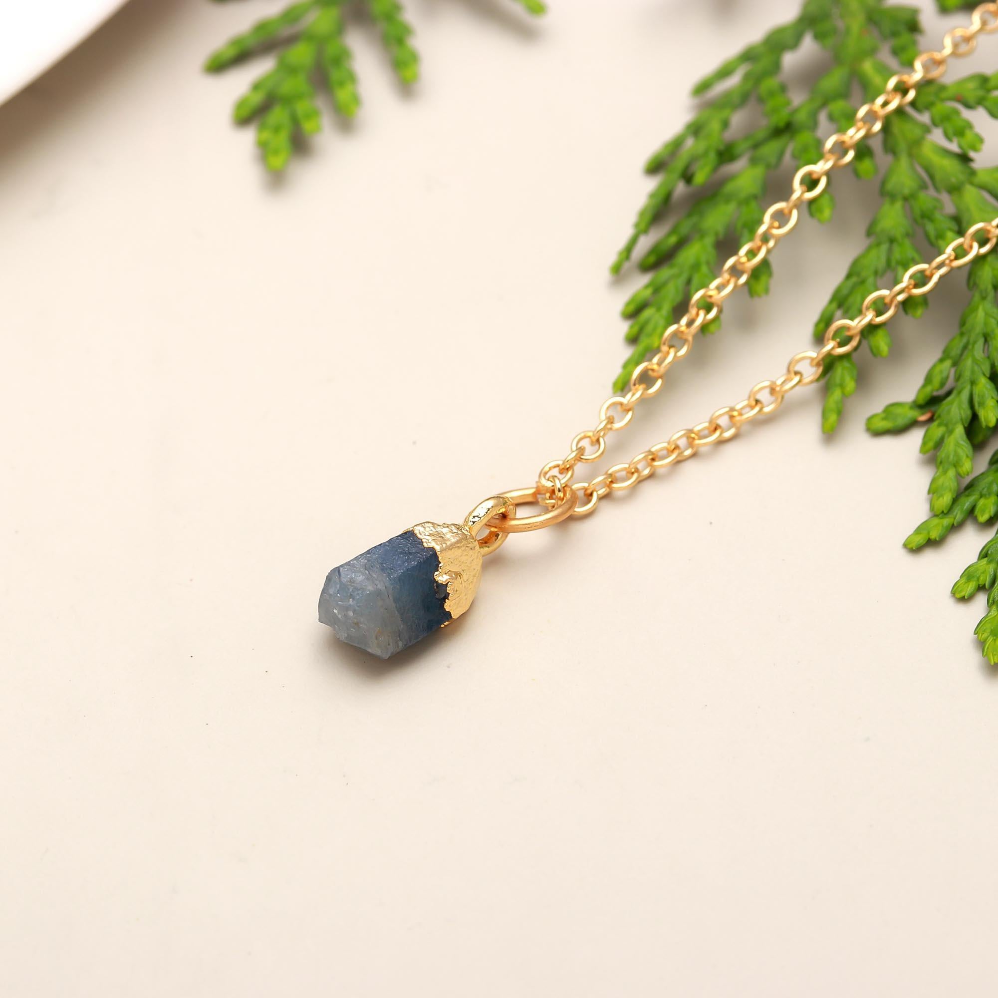 Midnight Tale | Natural rough ruby pendant with chain | 18KT gold plated
