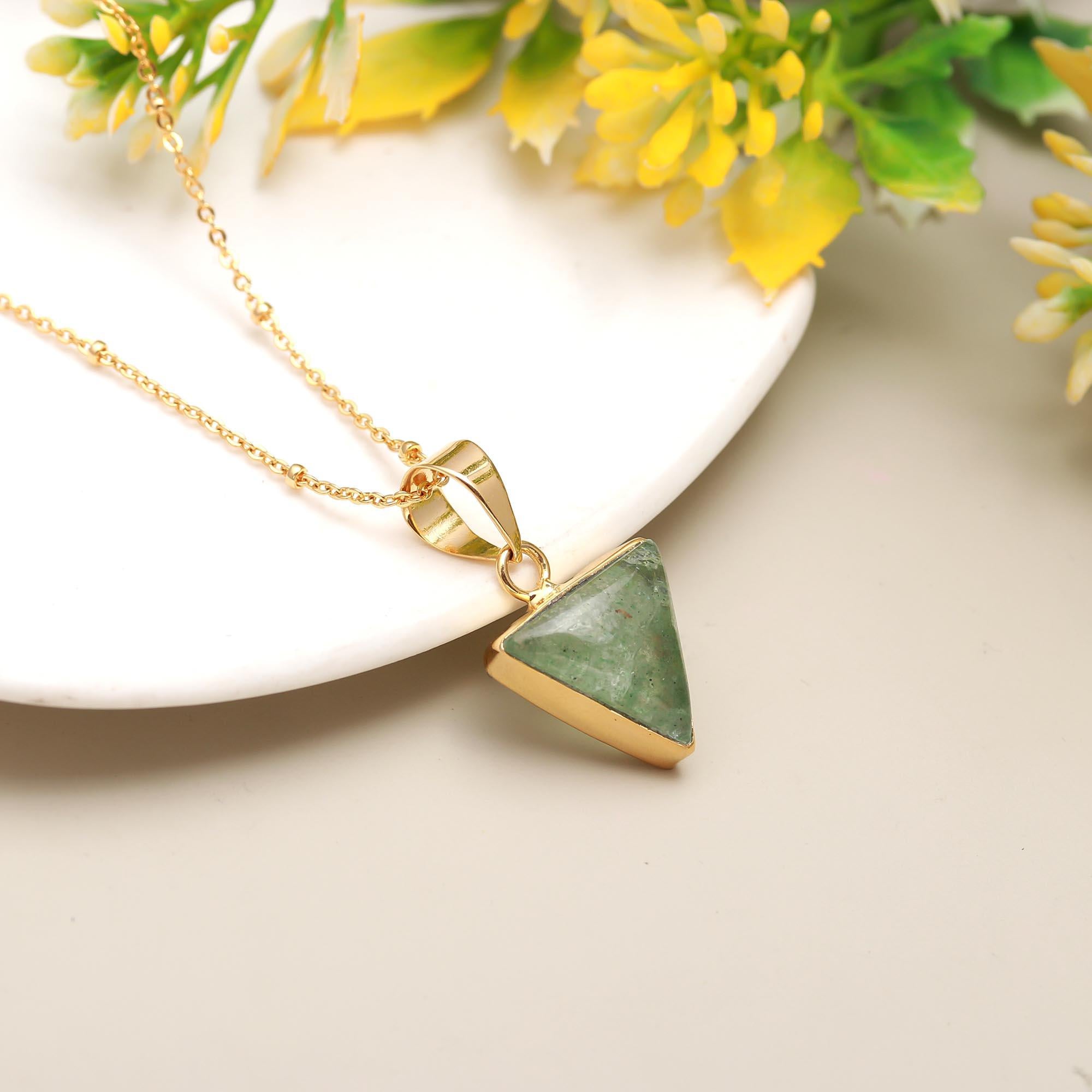 Triangular Melody | Moonstone trangular pendant with chain | 18KT gold plated