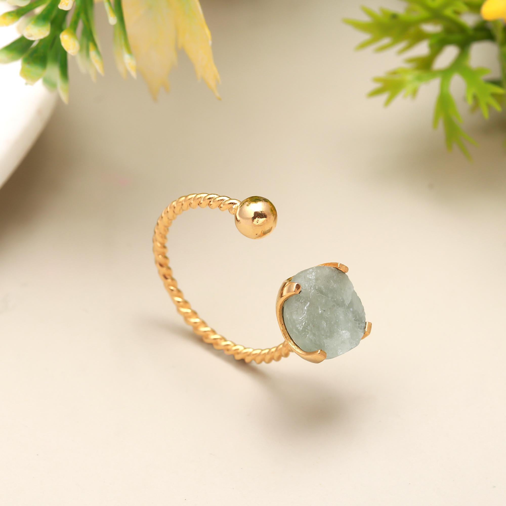 Hidden Radiance | Natural rough twisted band adjustable ring | 18KT gold plated