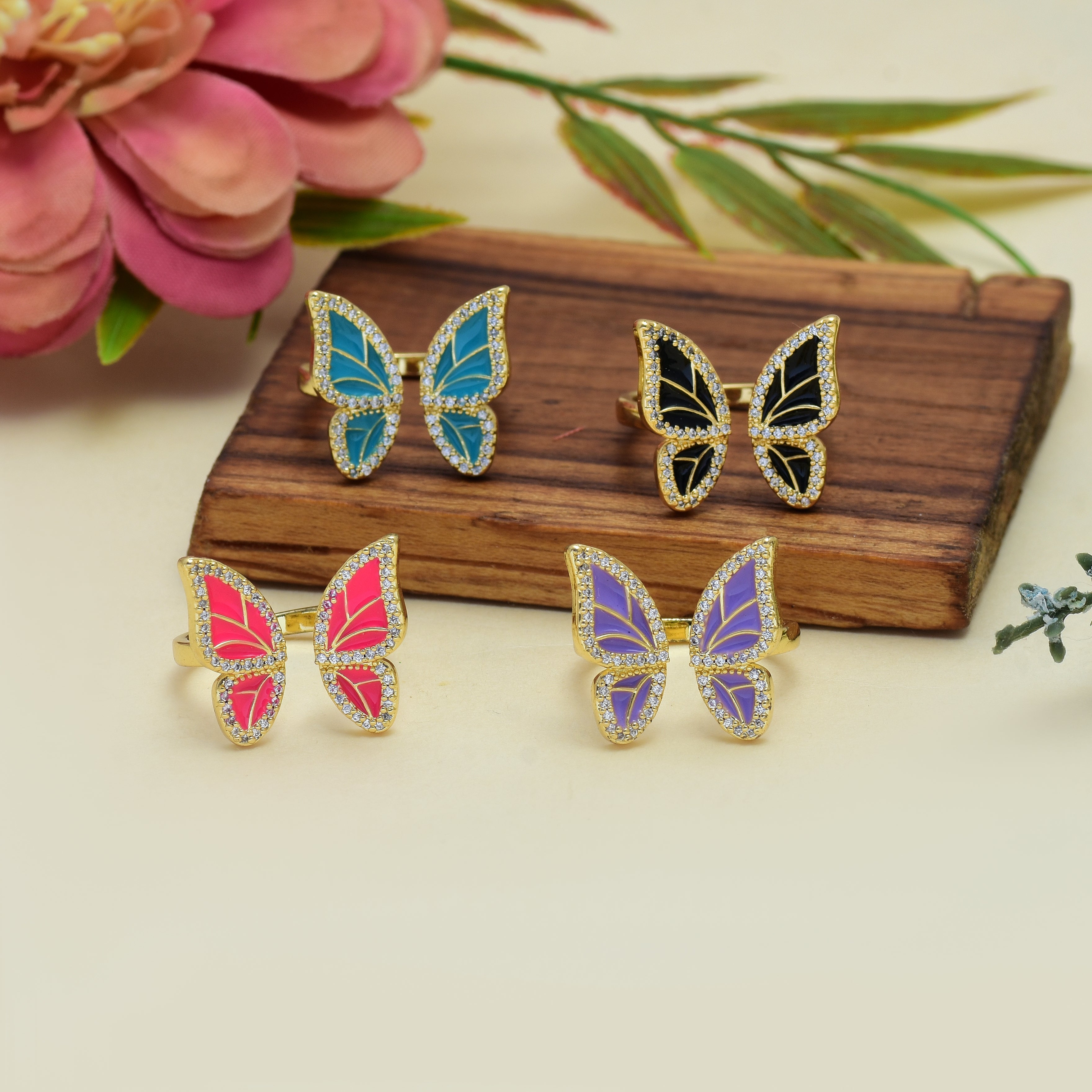 Open Butterfly Enamel Rings | Anti Tarnish