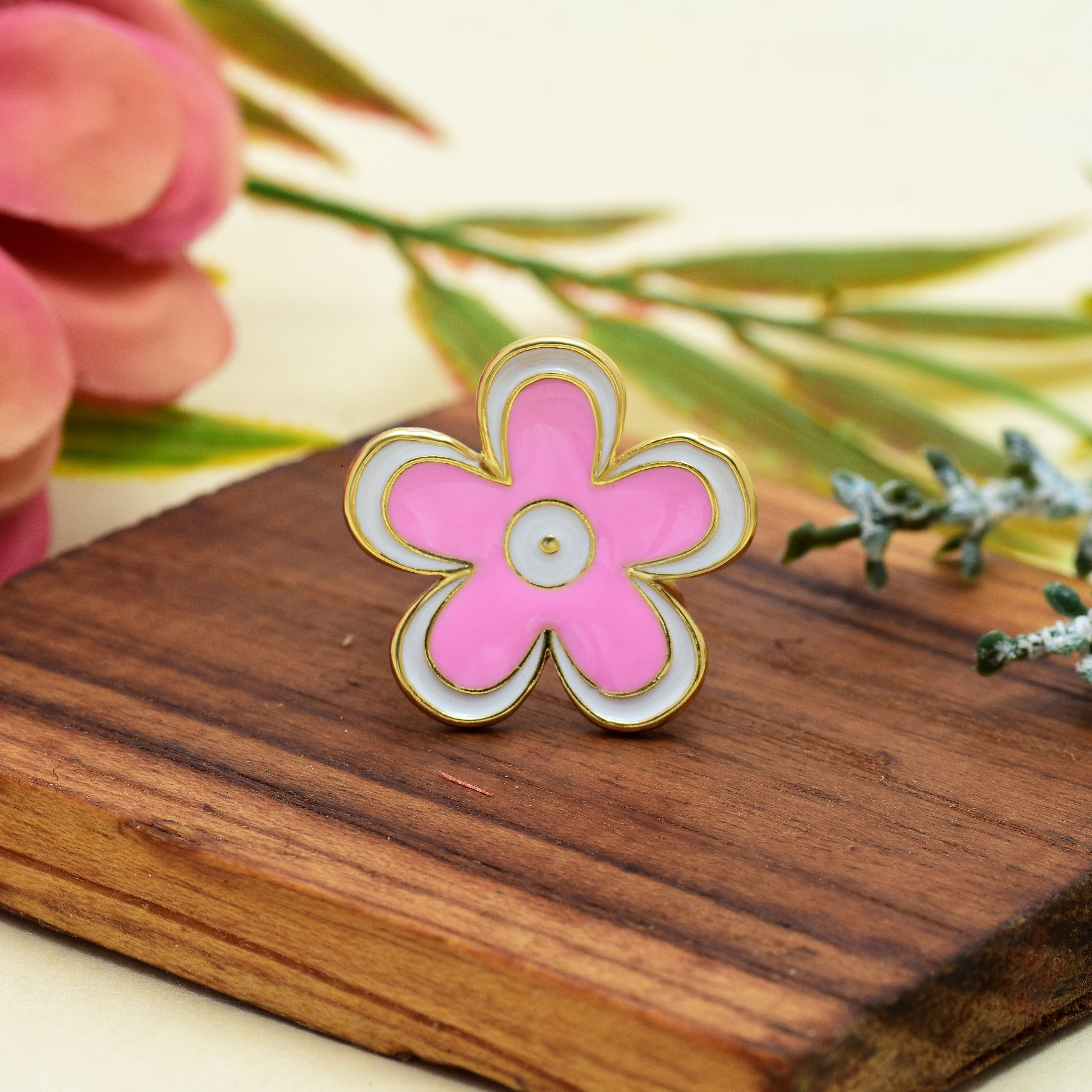 Daisy Flower Enamel Rings | Anti Tarnish