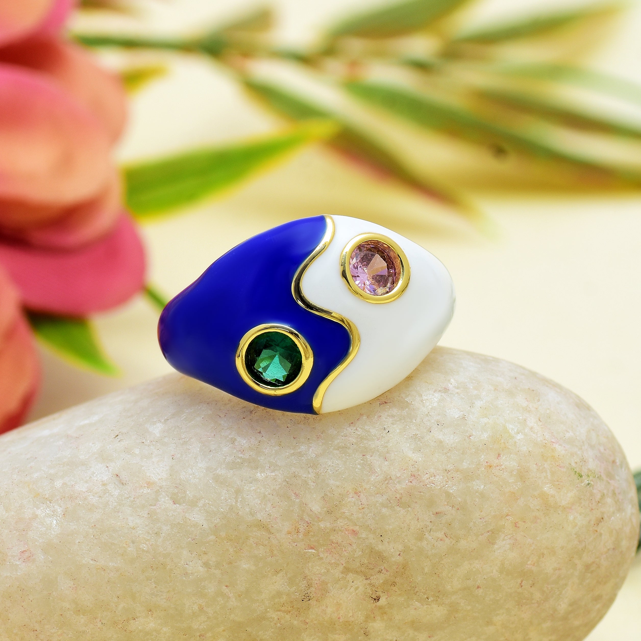 Geometric Rhinestone Enamel Rings | Anti Tarnish