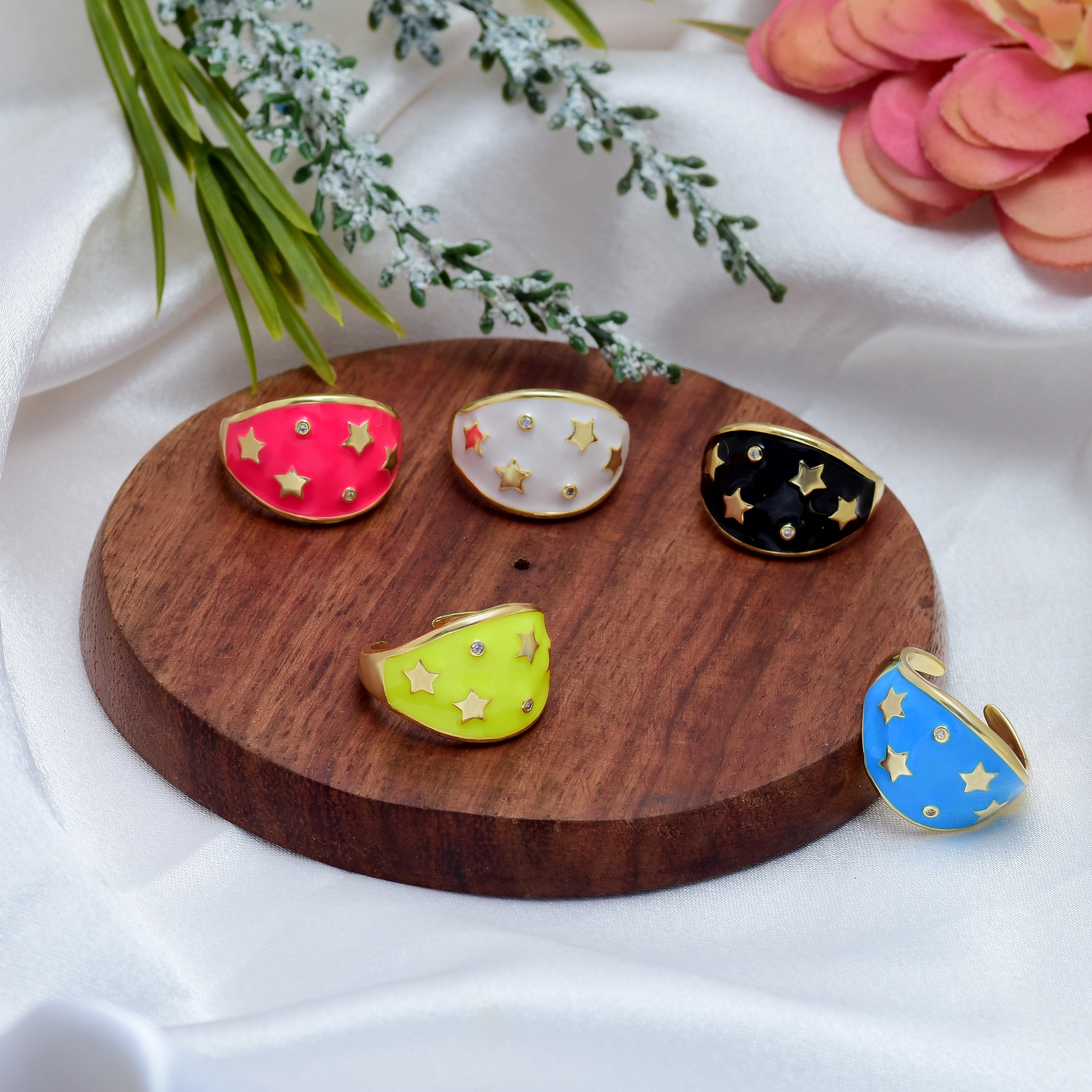 Dainty Star Zircon Enamel Rings | Anti Tarnish