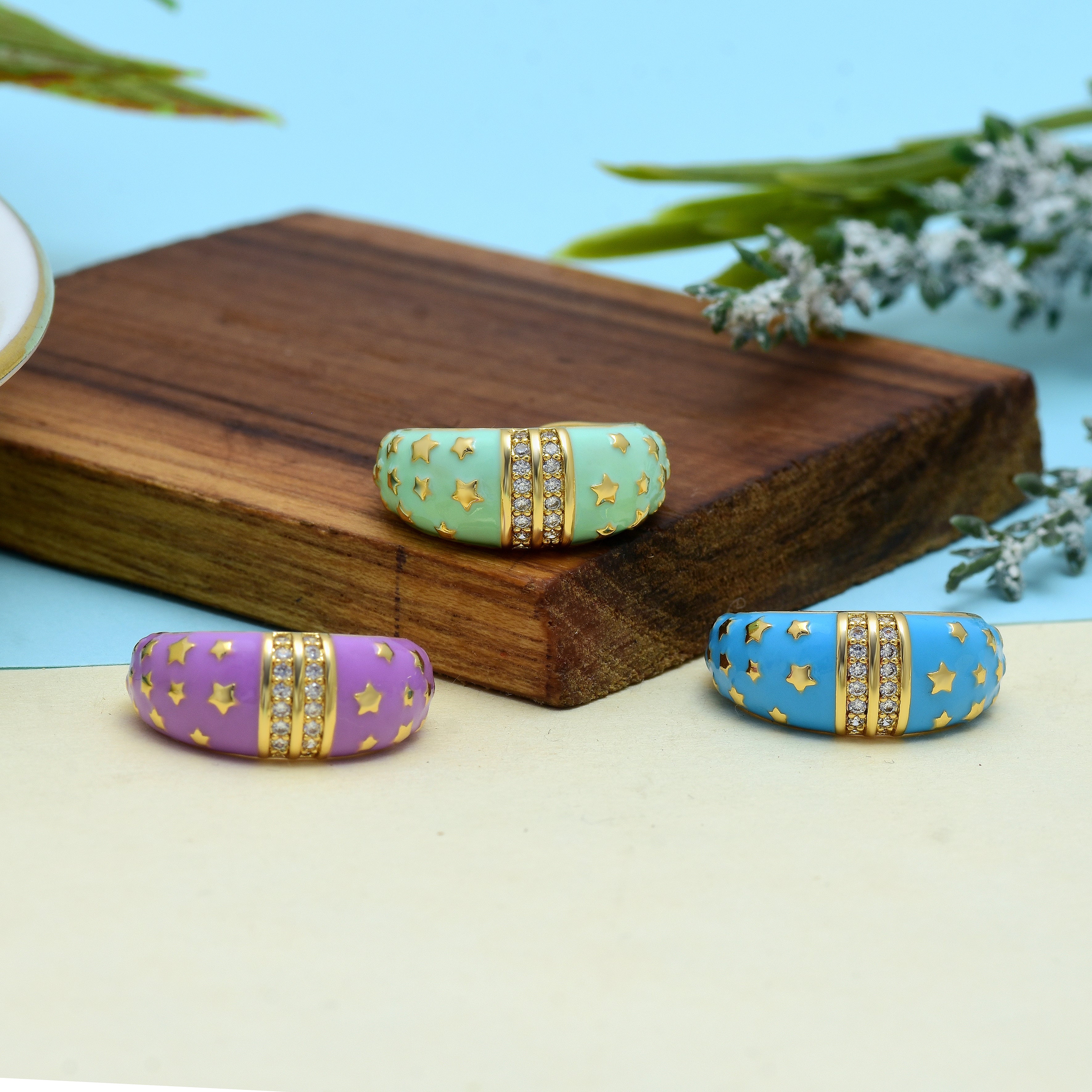 Dome Chic Star Enamel Rings | Anti Tarnish