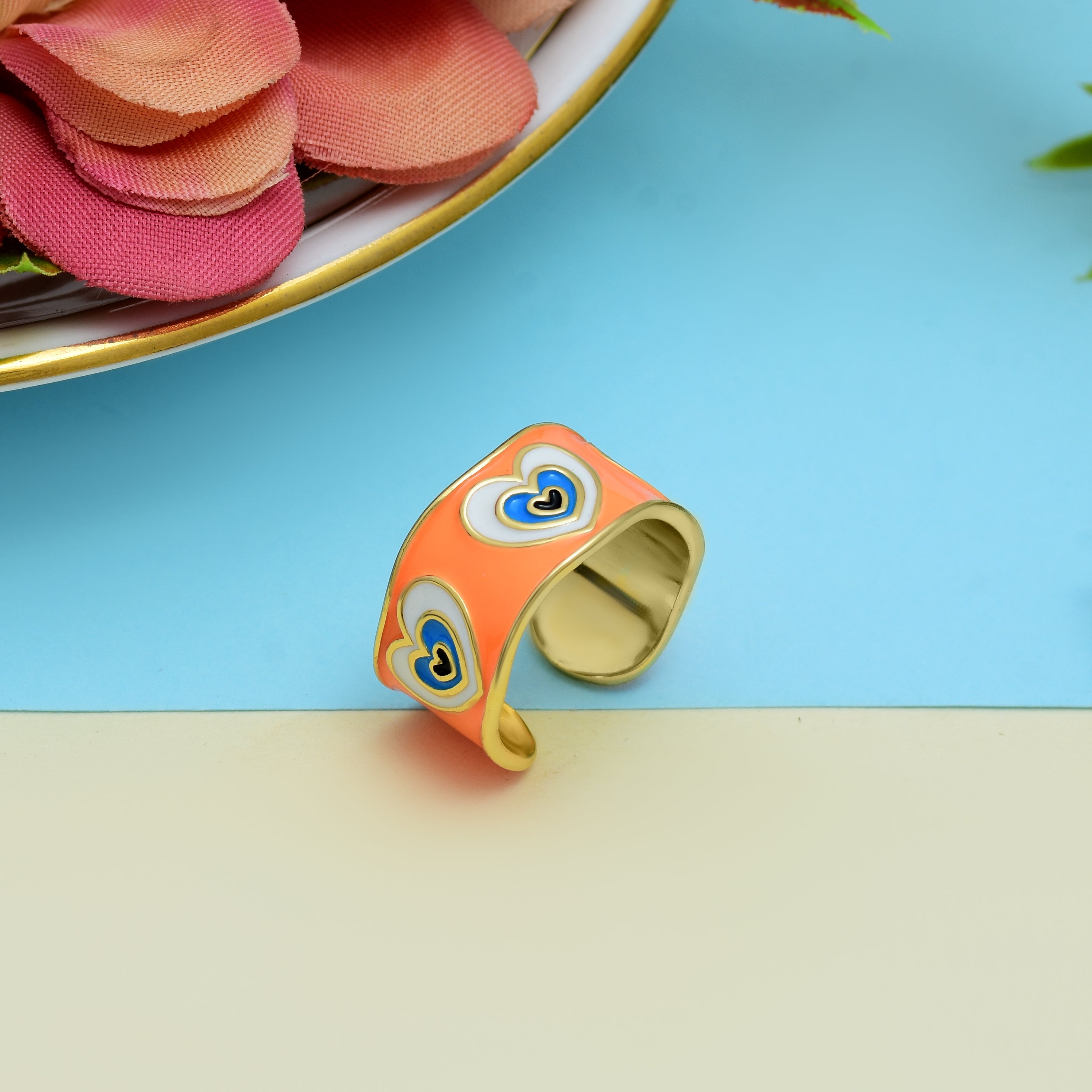 Pop Heart Shape Enamel Rings | Anti Tarnish
