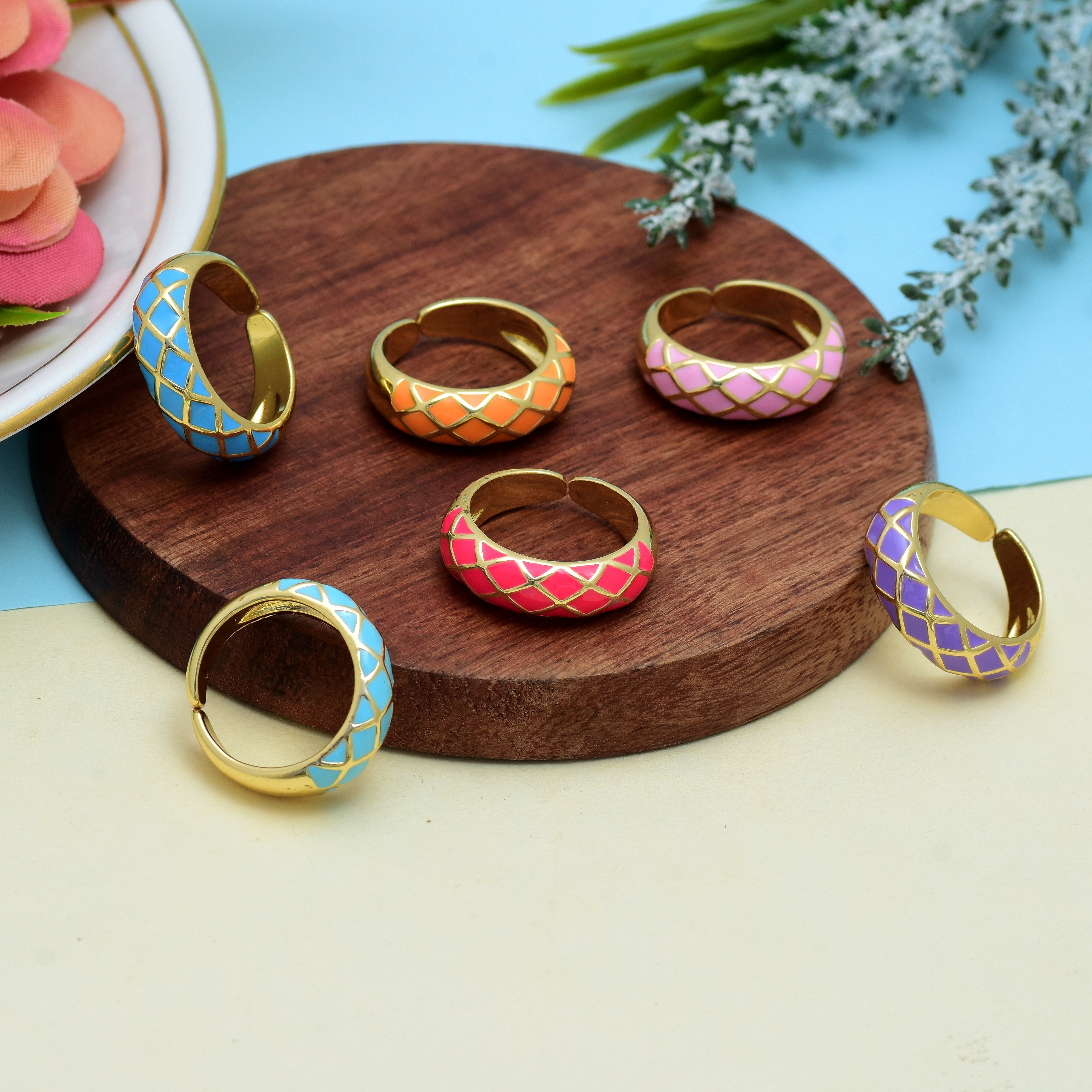 Enzie Splendor Enamel Rings | Anti Tarnish