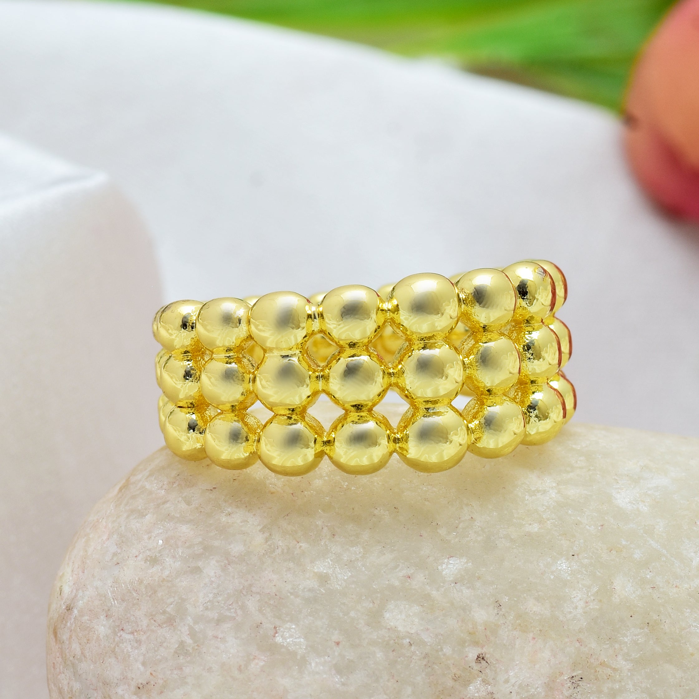 Beaded Ball Band Ring | Anti Tarnish