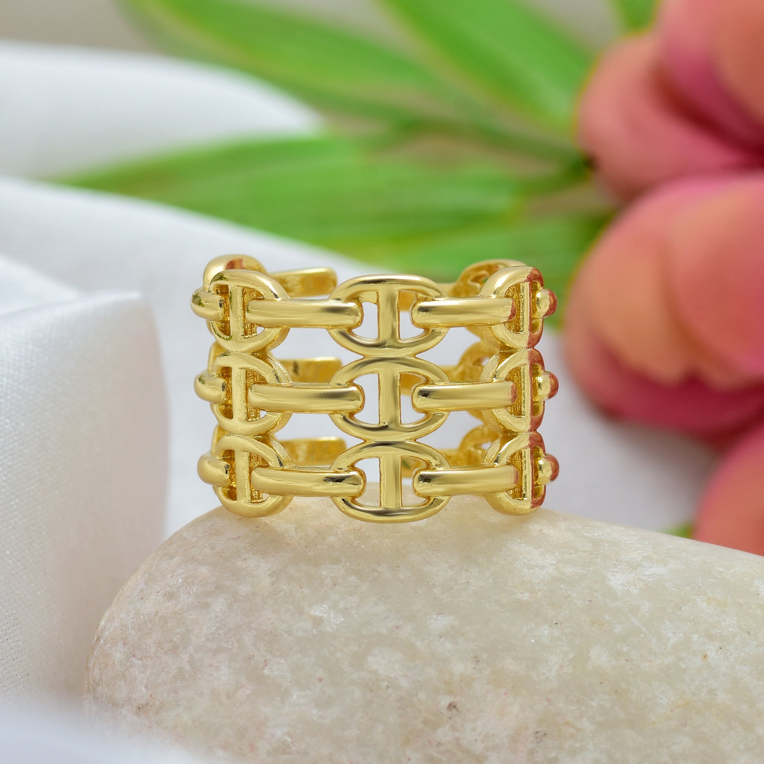 Trio Link Chain Ring | Anti Tarnish