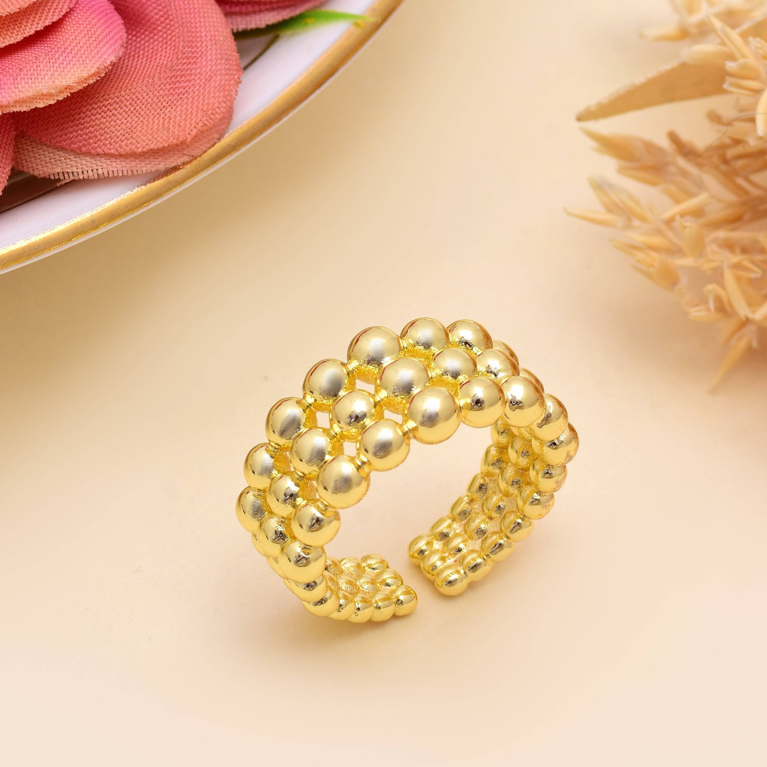 Beaded Ball Band Ring | Anti Tarnish