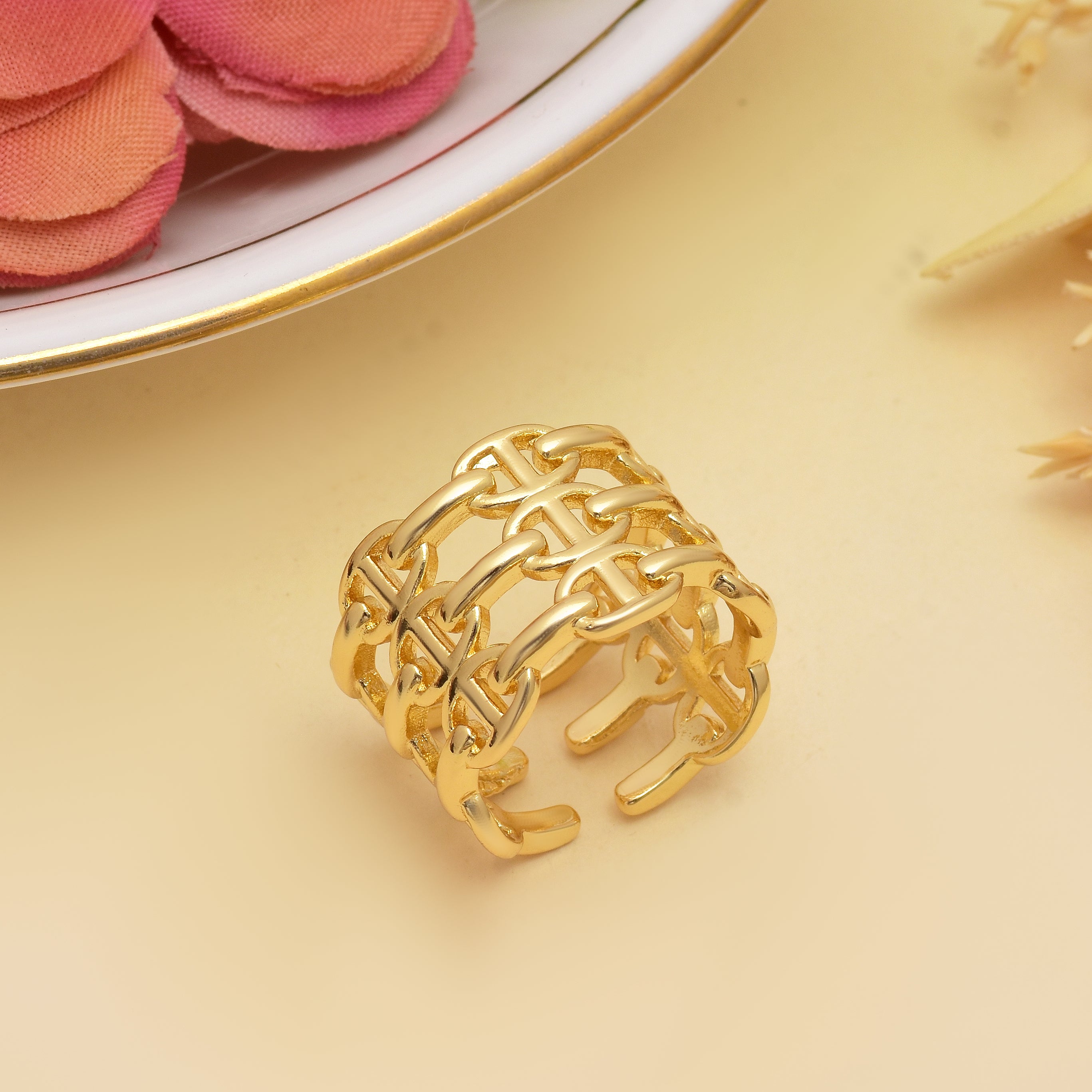 Trio Link Chain Ring | Anti Tarnish