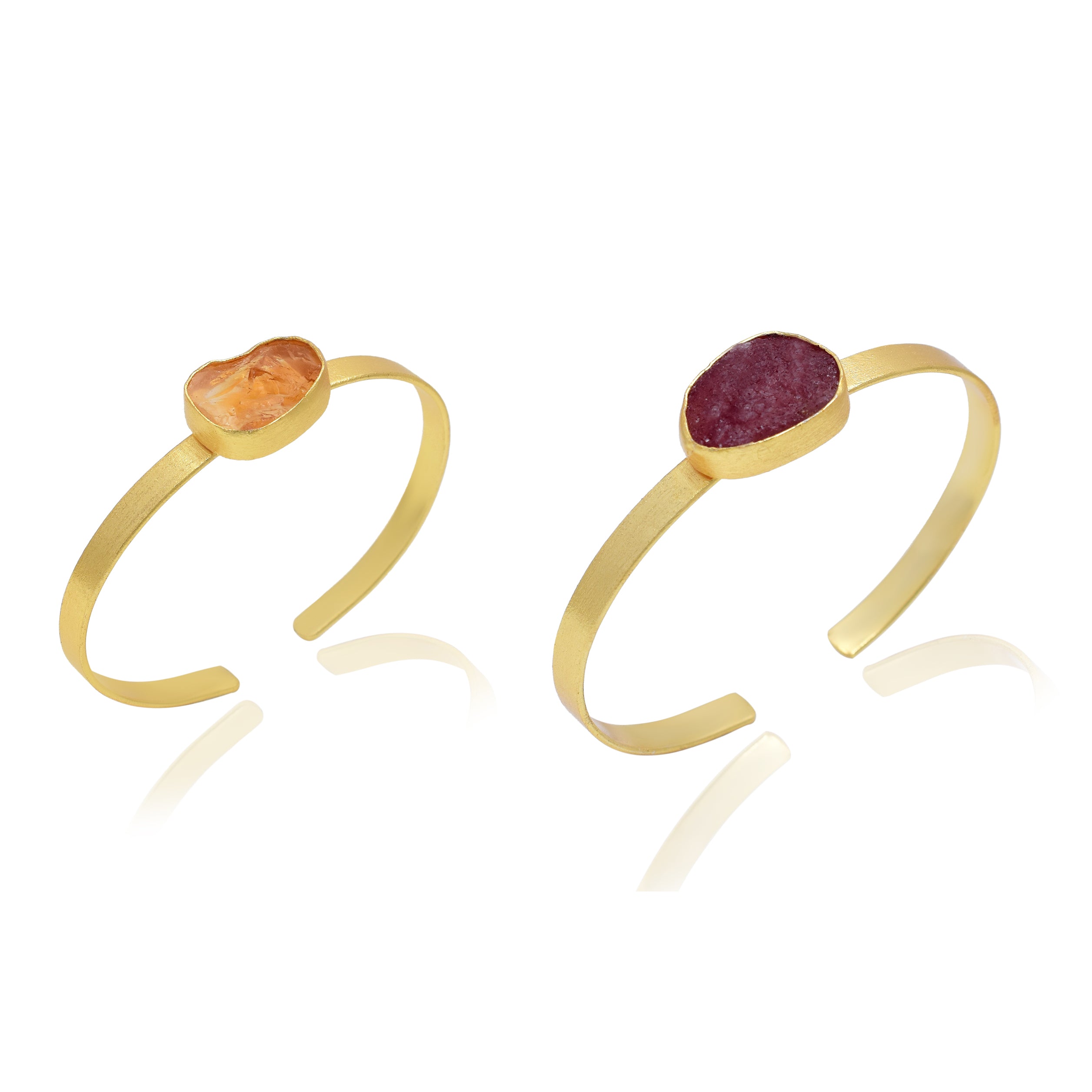 Glitzy Bling | Natural rough look cherry quartz bracelet | 18KT gold plated