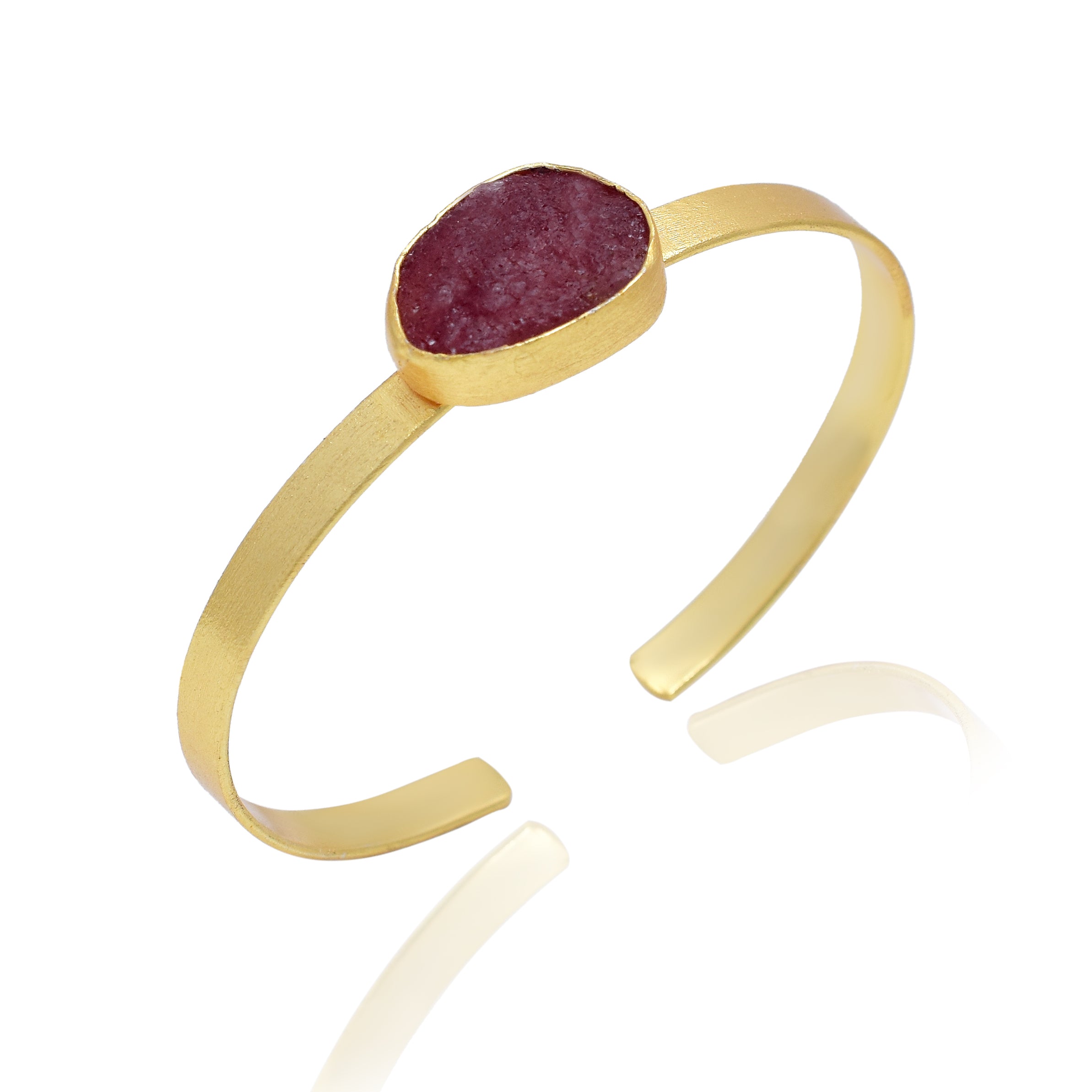 Glitzy Bling | Natural rough look cherry quartz bracelet | 18KT gold plated