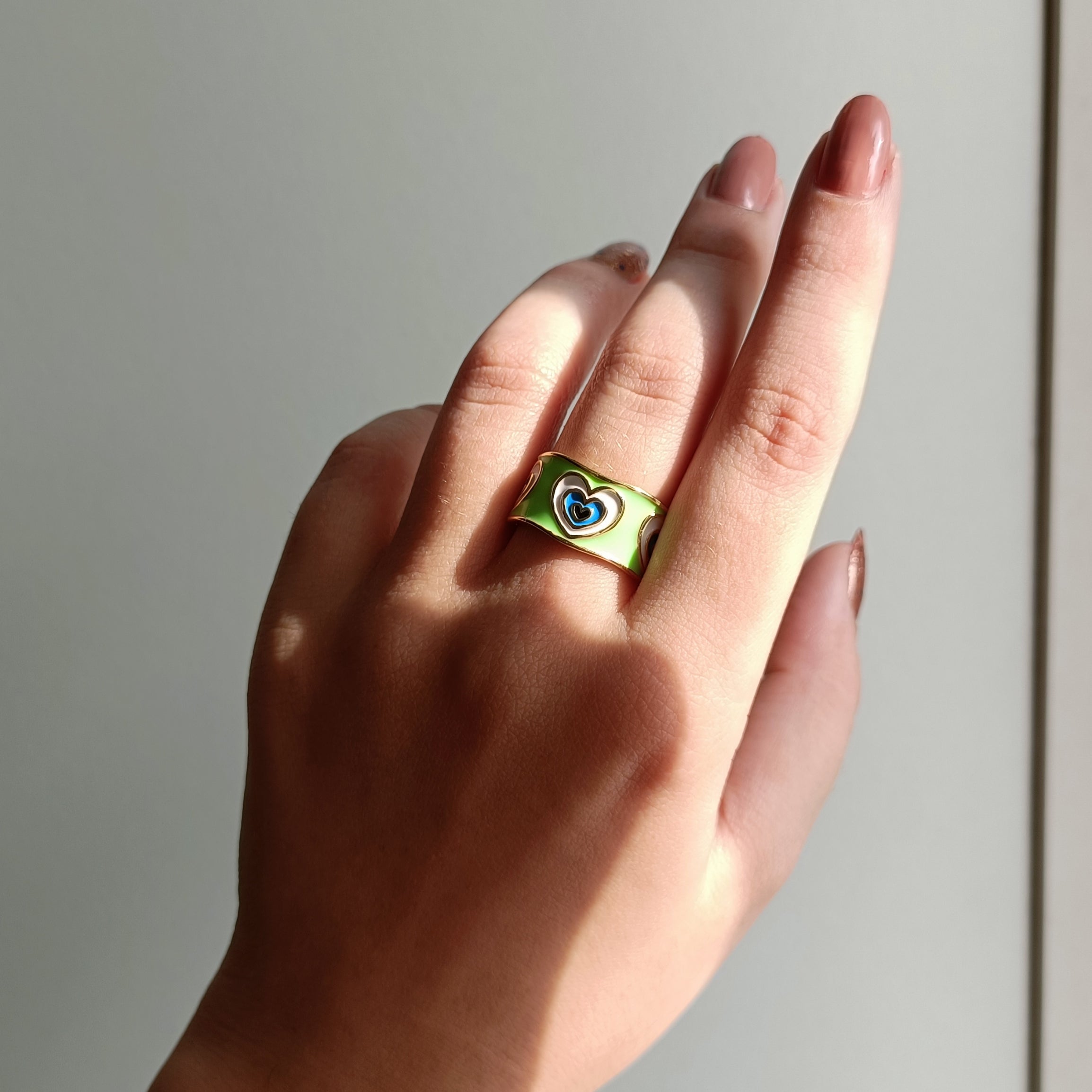 Pop Heart Shape Enamel Rings | Anti Tarnish