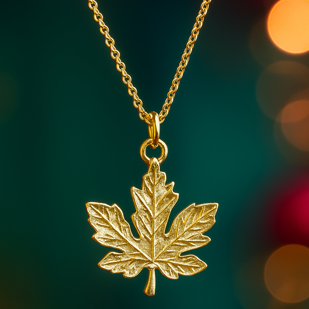 Golden Maple Leaf | 18 KT Gold Plated Pendant Necklace