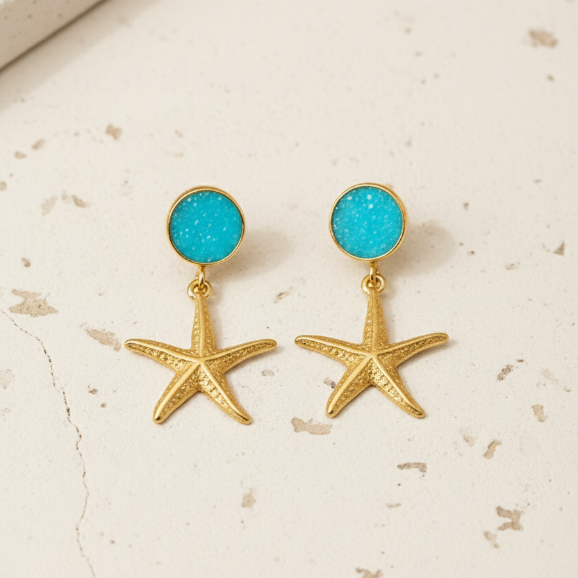 Ocean Sparkle Studs | 18 KT gold plated earrings