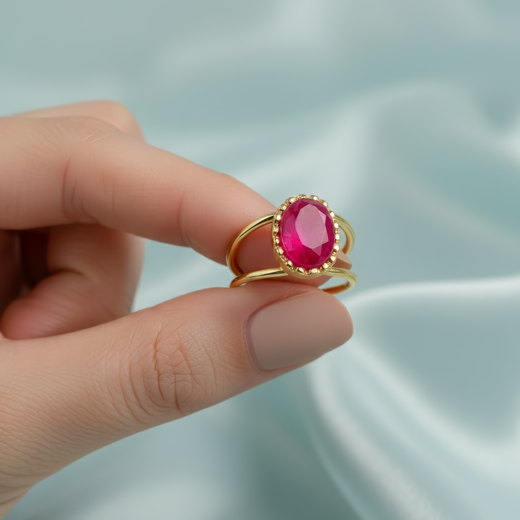 Ruby Radiance | 18 KT Gold plated adjustable ring