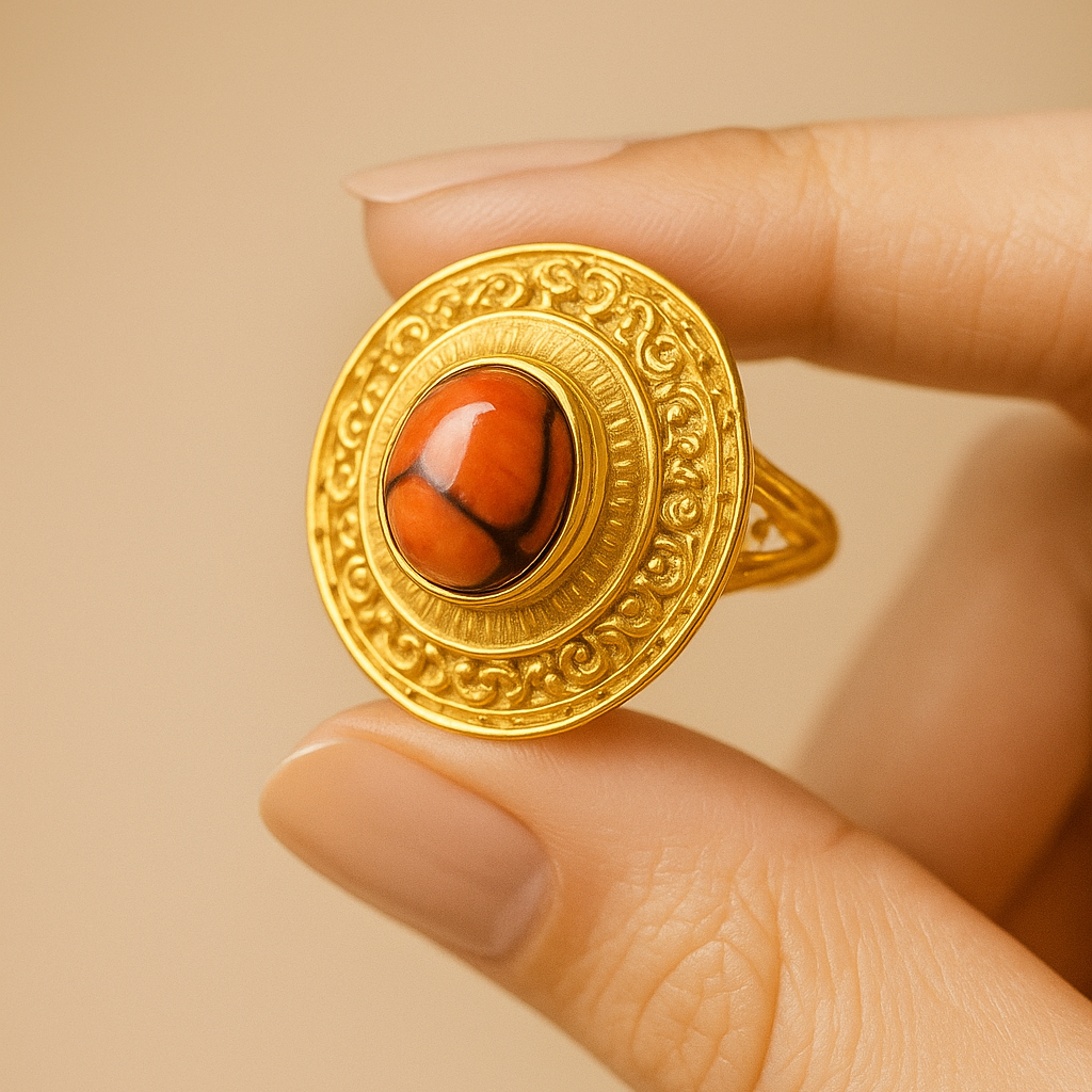 Amber Glow | 18 KT Gold plated ring
