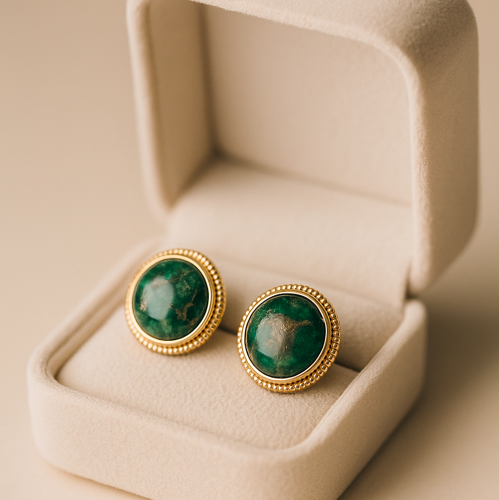 Verdant Glow | 18 KT Gold plated stud earrings