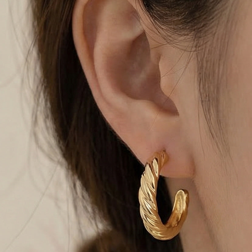 Golden Twist Hoops | 18 KT Gold Plated Earrings