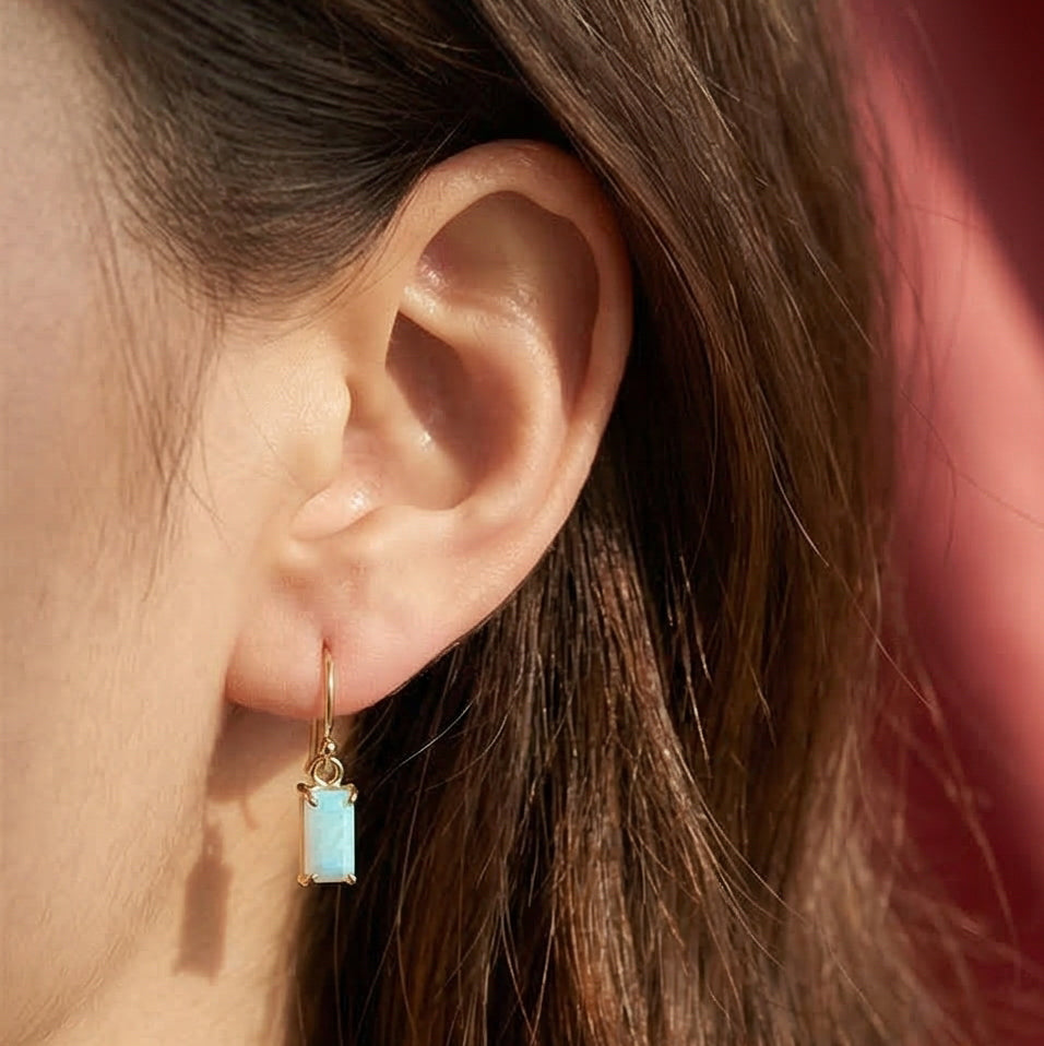Ethereal Glow Baguette Drops |18 KT Gold Plated Earrings