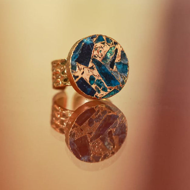 Royal Affair | Jade quartz gemstone | Adjustable unisex ring | 18KT gold plated