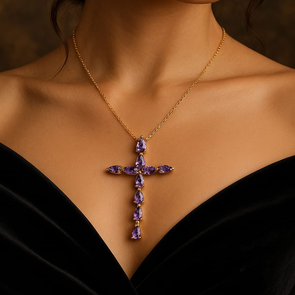 Crimson Cross | Pendant with chain | 18 KT gold plated