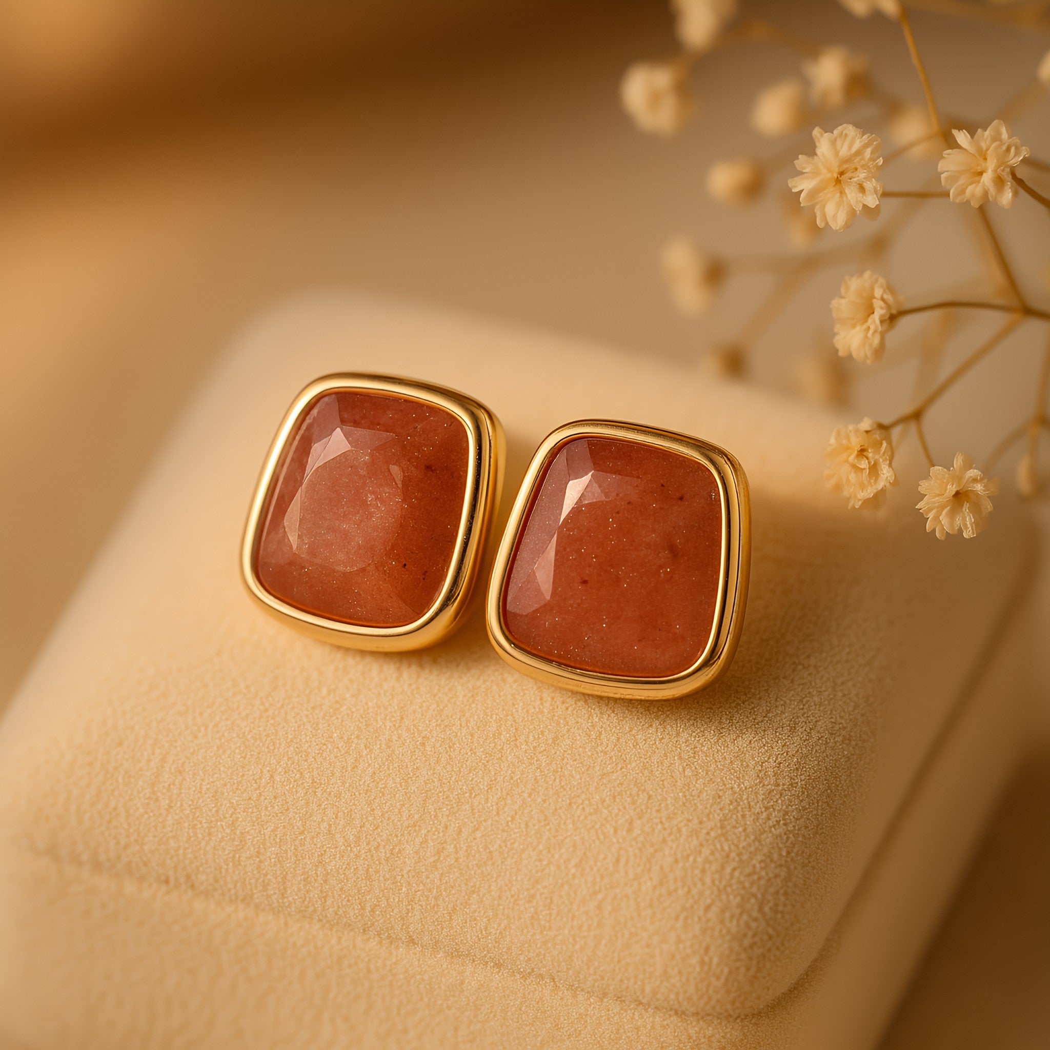 Sunset Kiss | 18 KT Gold plated stud earrings