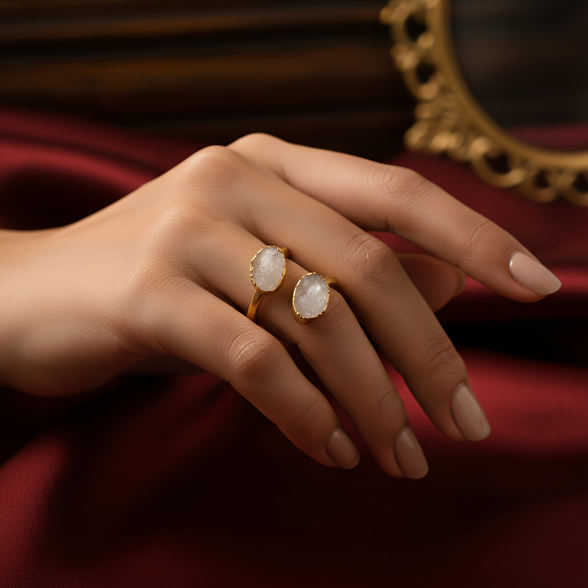 Druzy Duo Open | 18 KT Gold plated ring