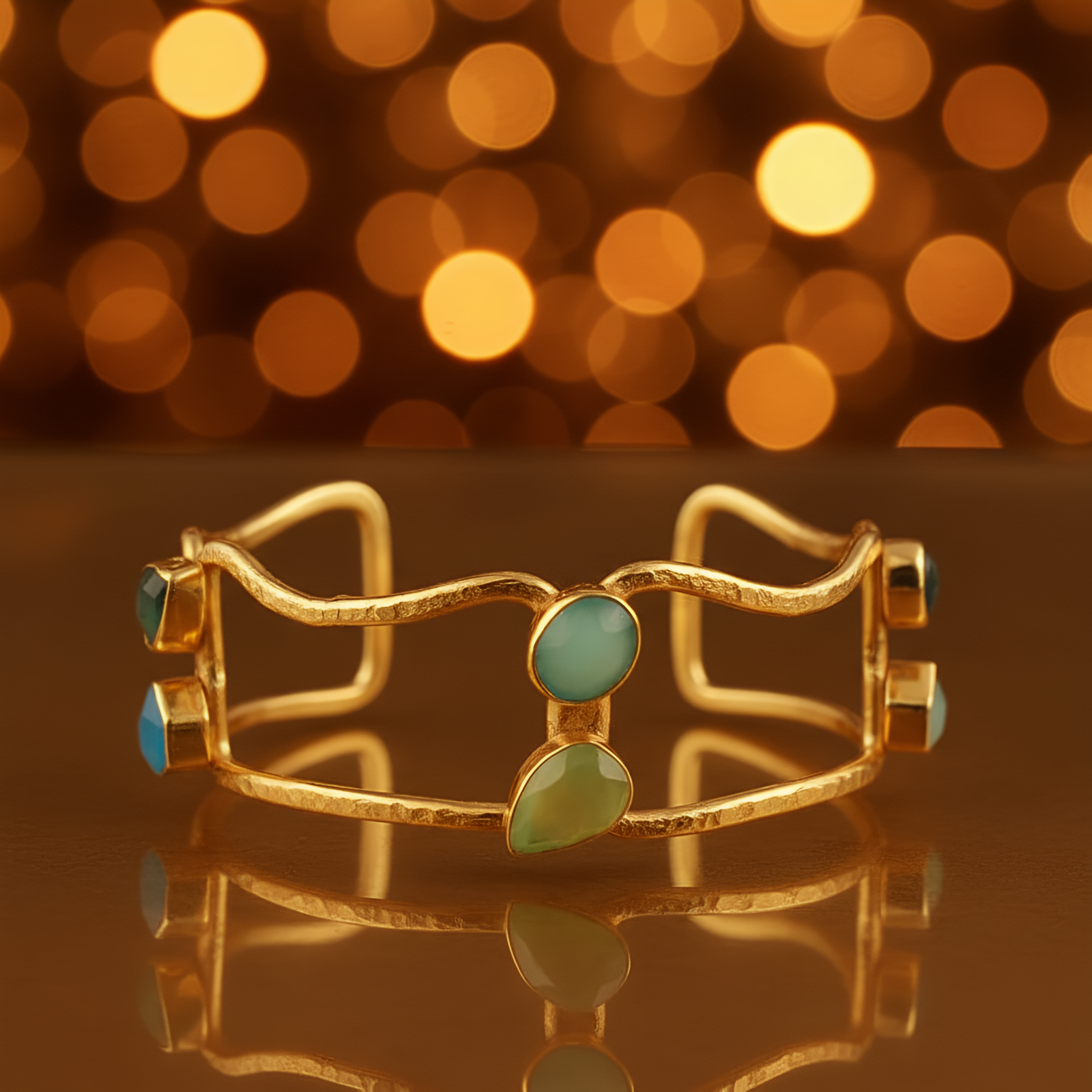 Enchanting Aura | 18 KT Gold plated gemstone cuff