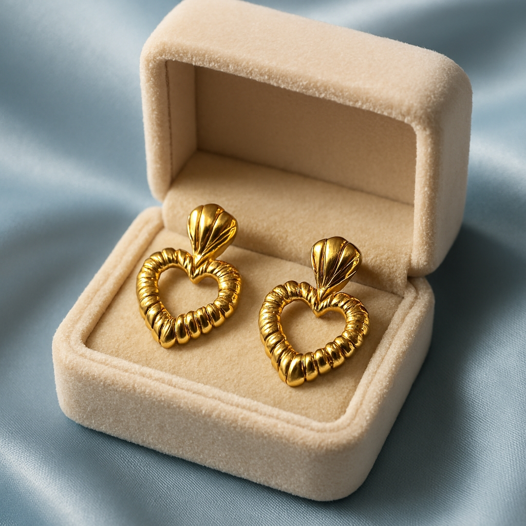 Golden Heart Studs | 18 KT Gold plated earrings