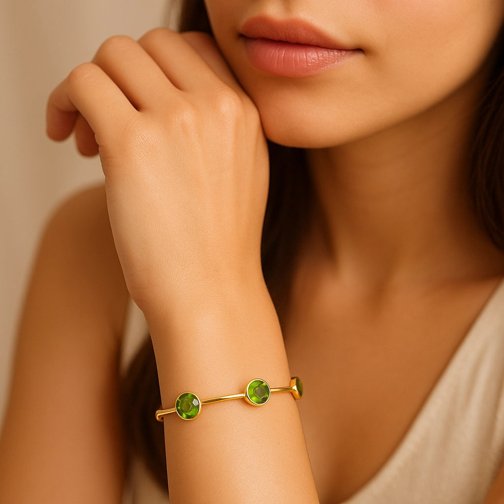 Luminous Green | 18KT Gold Plated Quartz Bangle