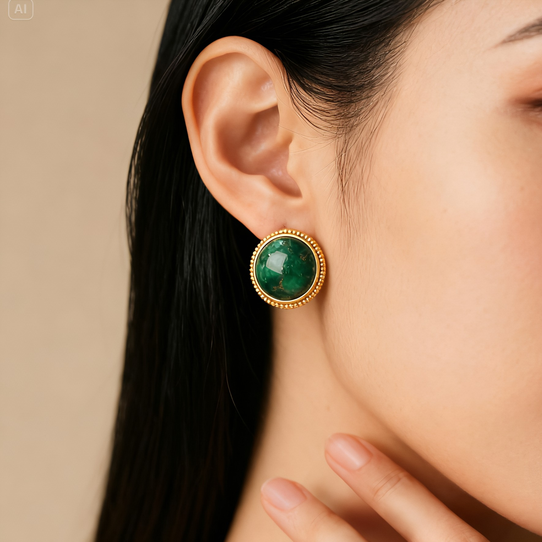Verdant Glow | 18 KT Gold plated stud earrings