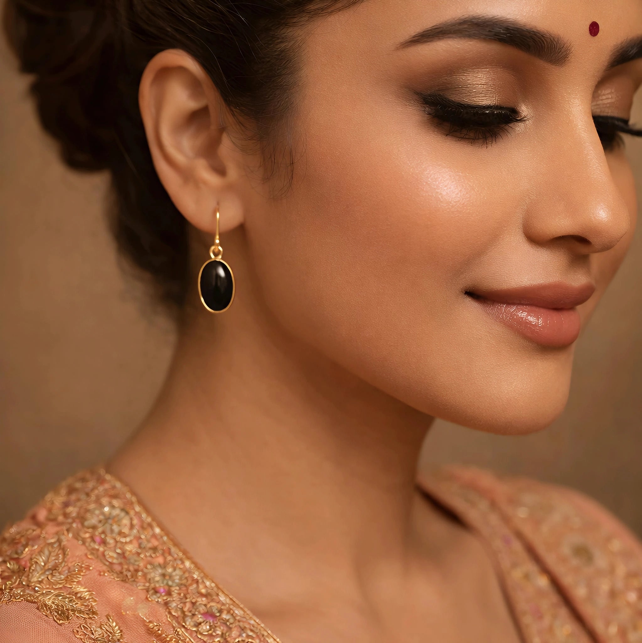 Noir Radiance | 18 KT Gold Plated Drop Earring