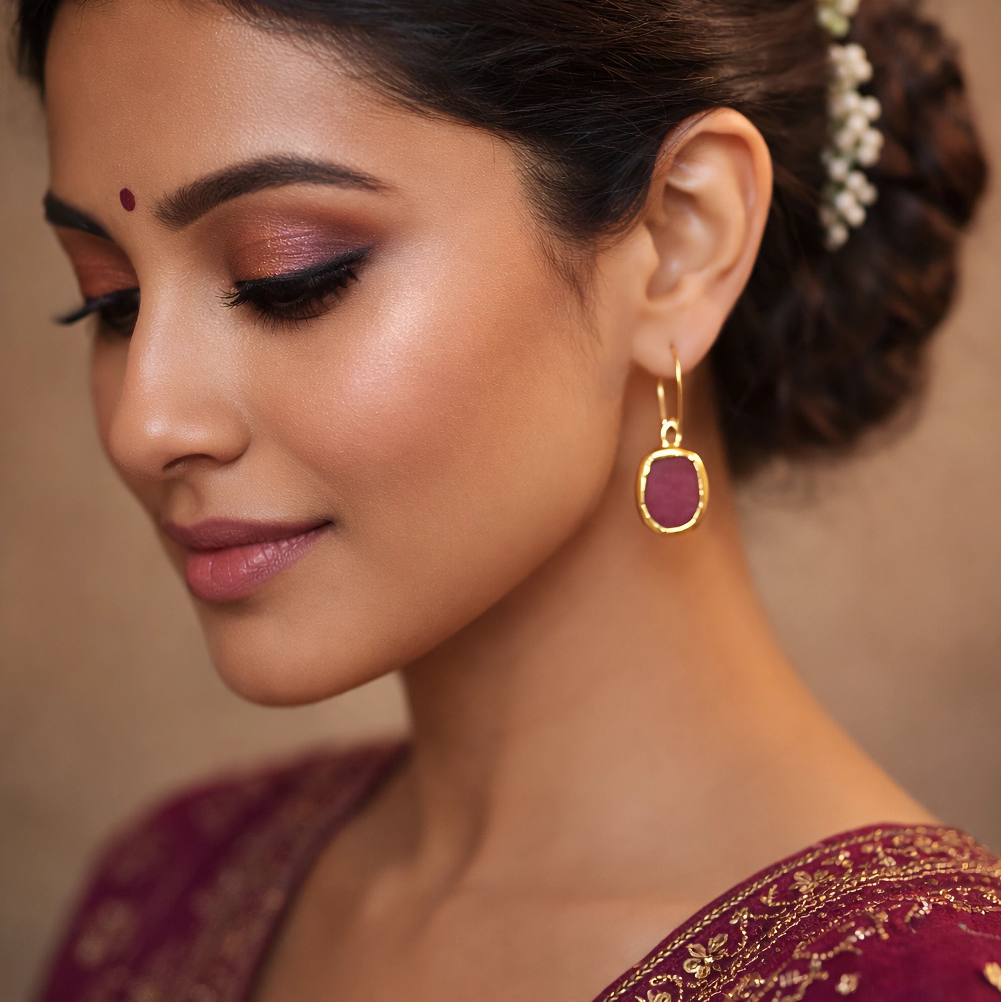 Radiant Ruby | 18 KT Gold Plated Drop Earrings