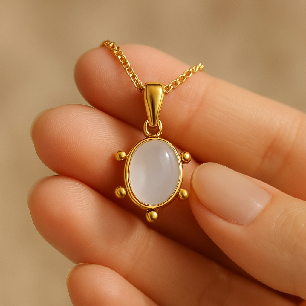 Celeste Oval | 18 KT Gold plated pendant with chain