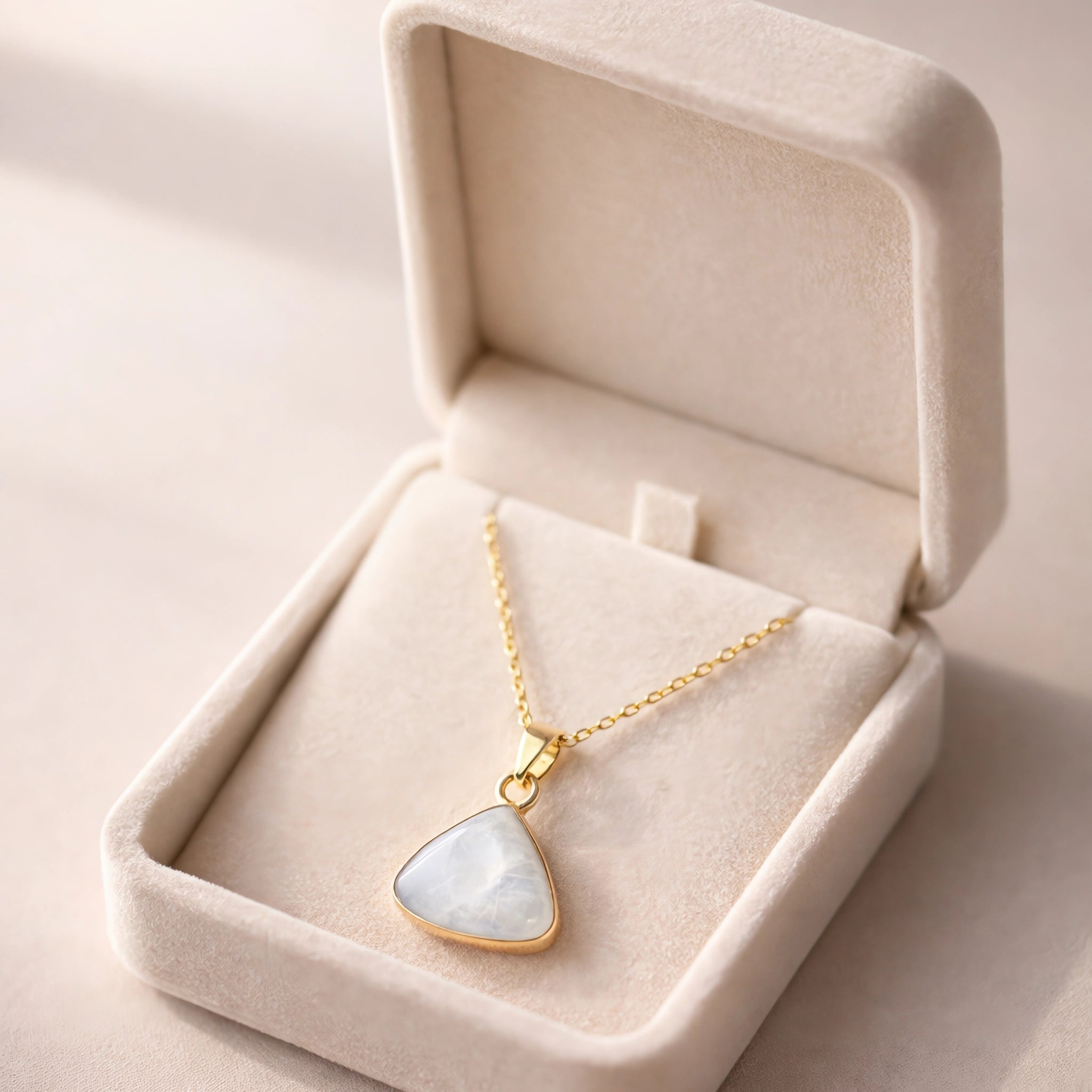 Moonstone Triangular |18 KT Gold Plated Pendant