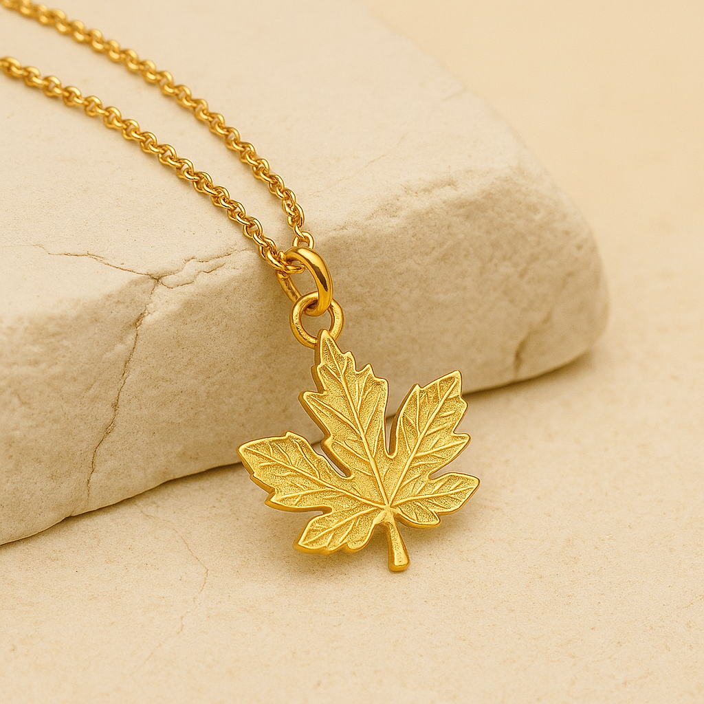 Golden Maple Leaf | 18 KT Gold Plated Pendant Necklace