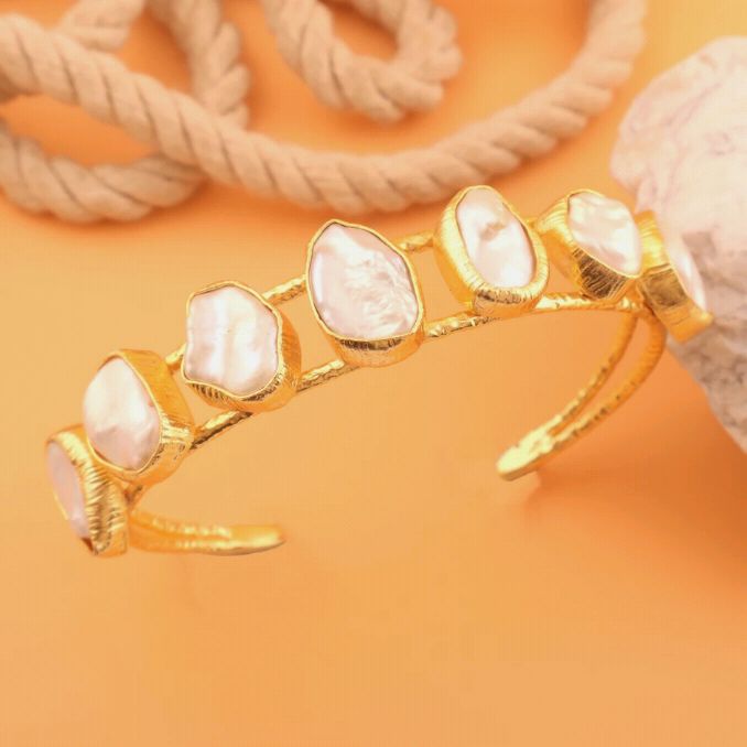 Sea Breeze Pearl Cuff Bracelet | 18KT Gold Plated