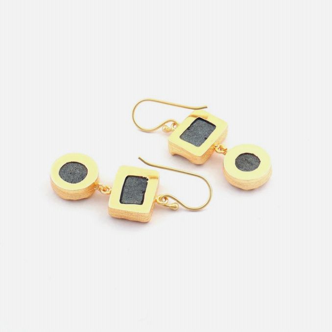 Dual Stone Dazzle | Sugar Druzy Earrings | 18 KT Gold Plated