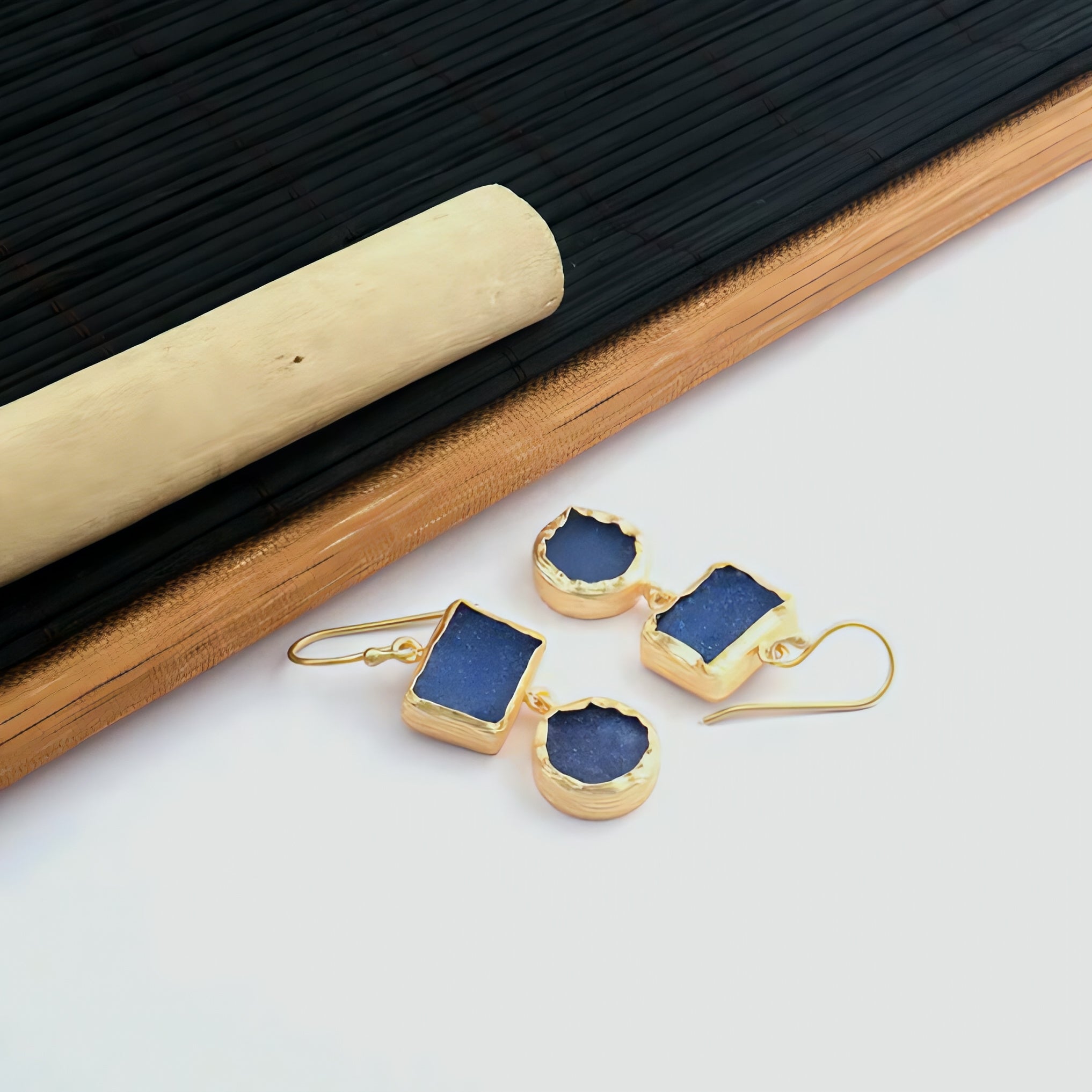 Dual Stone Dazzle | Sugar Druzy Earrings | 18 KT Gold Plated