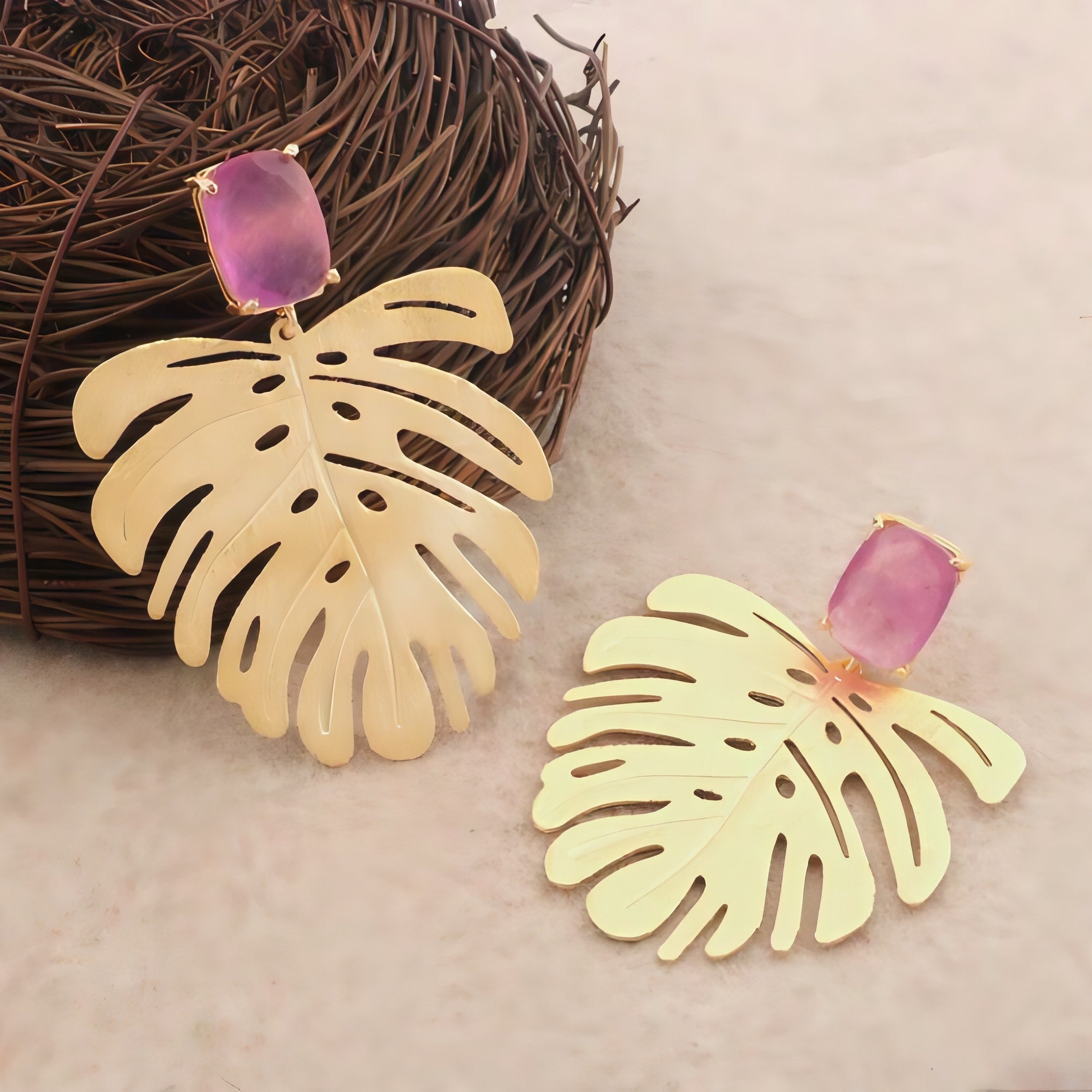 Banana Leaf Stud Earings | 18 KT Gold Plated